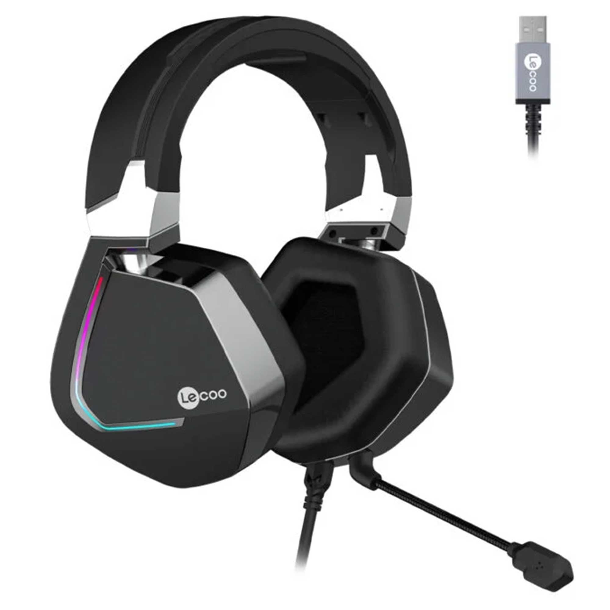 Lecoo HT402 RGB LED Aydınlatmalı Gaming Siyah Kablolu Kulaküstü Kulaklık
