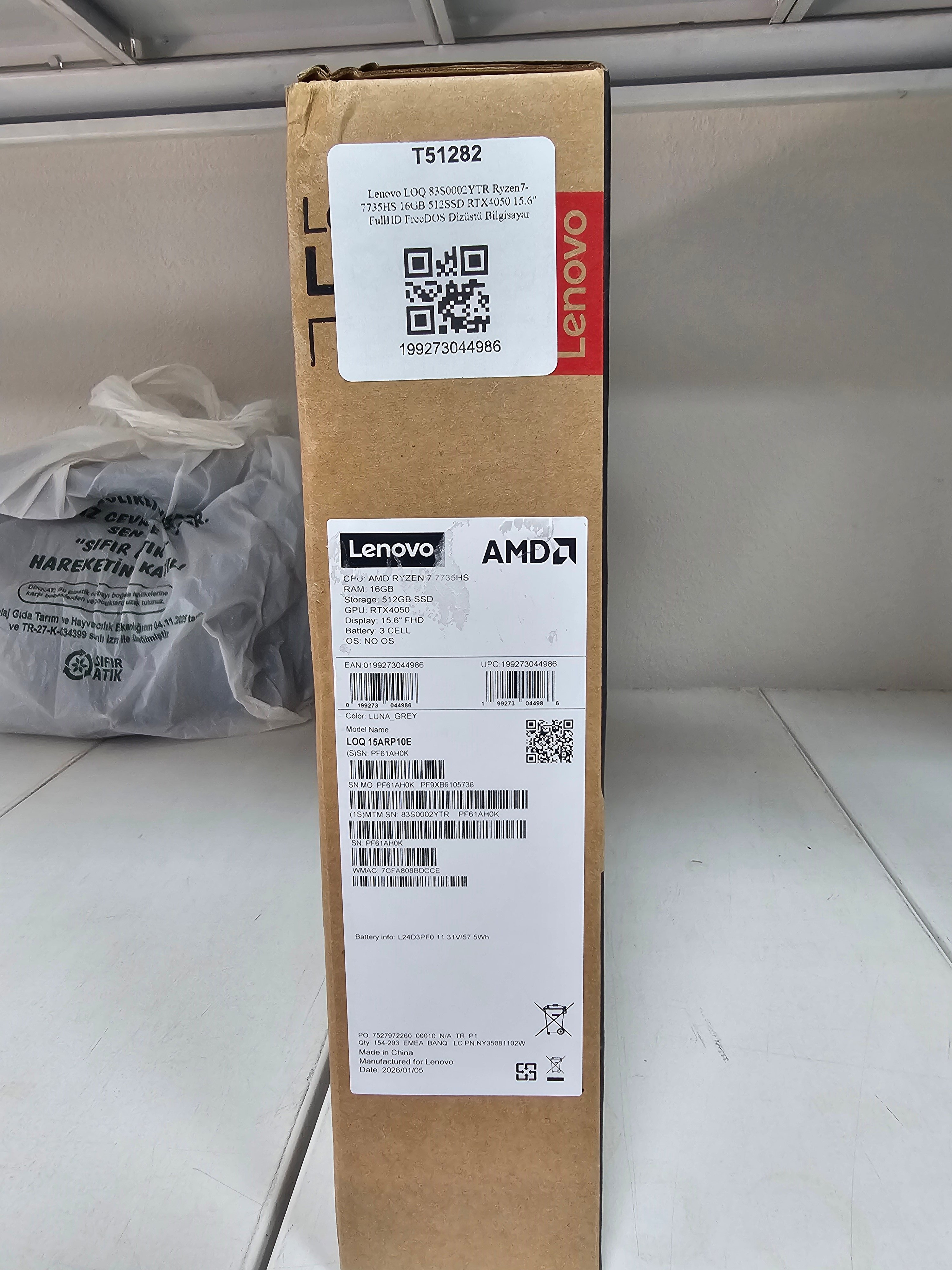 Lenovo LOQ 83S0002YTR Ryzen7-7735HS 16GB 512SSD RTX4050 15.6