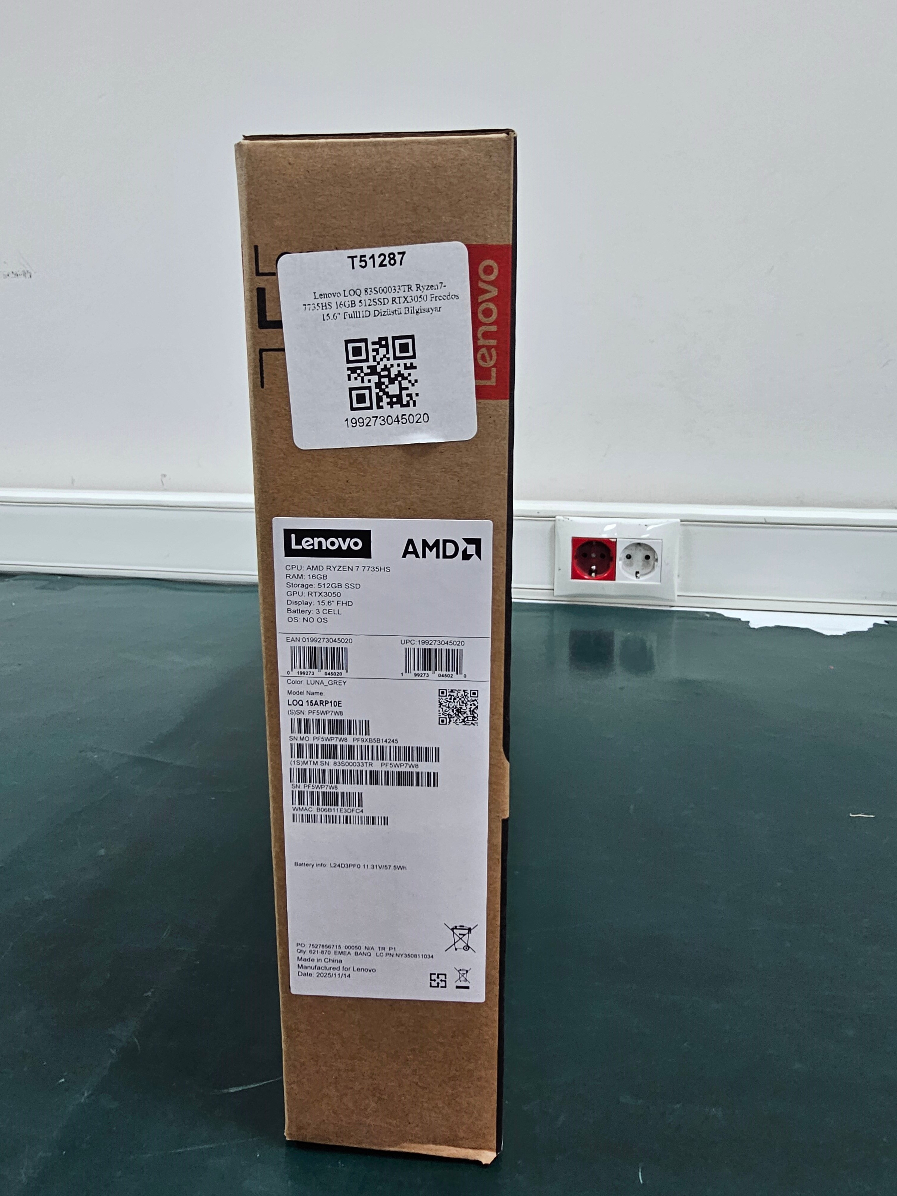 Lenovo LOQ 83S00033TR Ryzen7-7735HS 16GB 512SSD RTX3050 FreeDOS 15.6