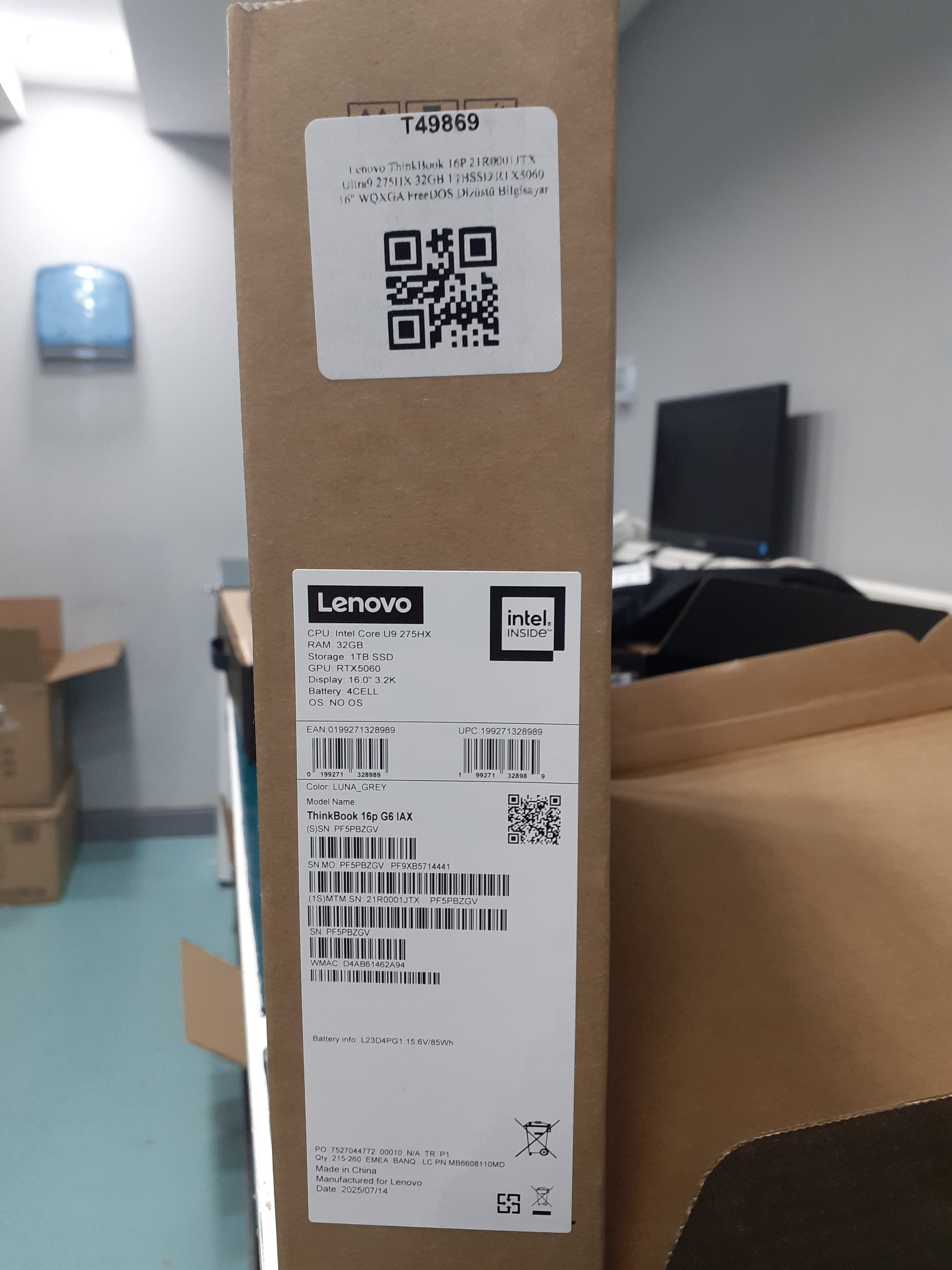 Lenovo ThinkBook 16P 21R0001JTX Ultra9 275HX 32GB 1TBSSD RTX5060 16