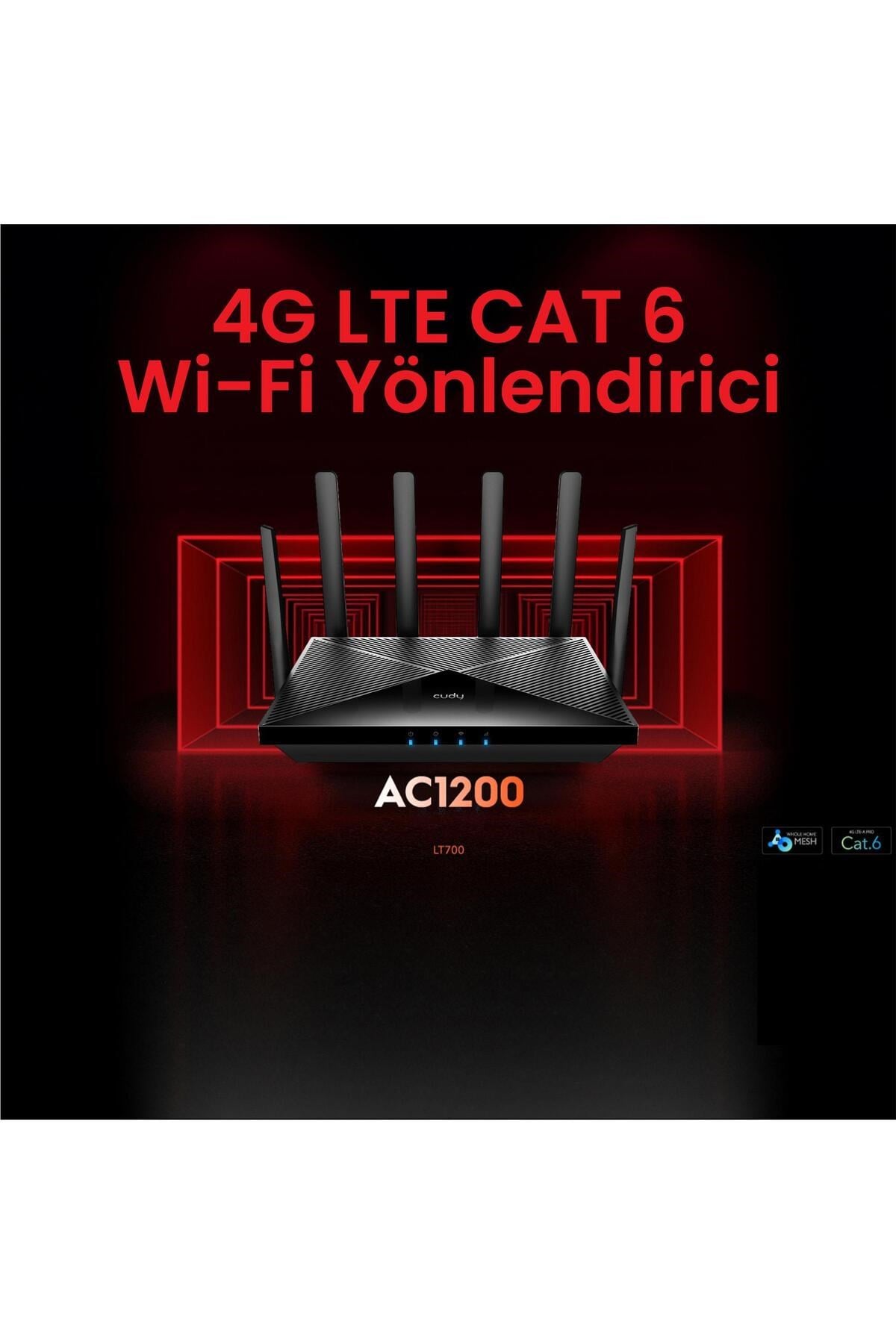 LT700 2.4GHz 300Mbps,5GHz 867Mbps, 4 Port Wi-Fi Mesh 4G LTE Cat6 Gigabit Router (AC1200 Serisi)