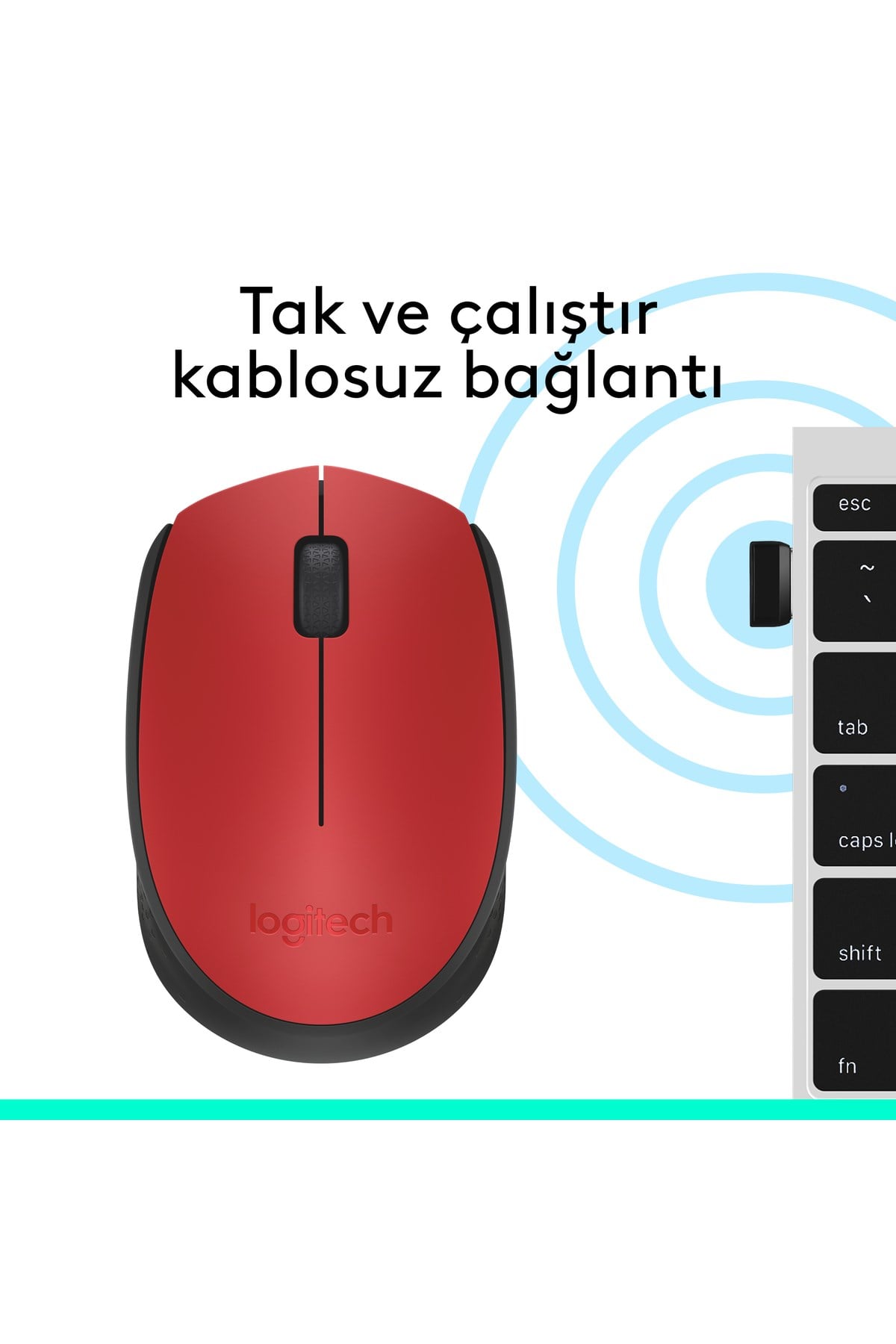 M171 USB Alıcılı Kablosuz Kompakt Mouse, Kırmızı 910-004641