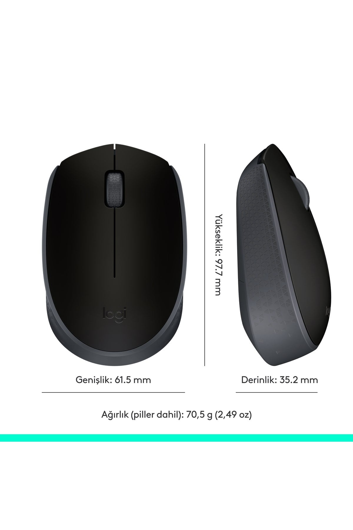 M171 USB Alıcılı Kablosuz Kompakt Mouse, Siyah 910-004424