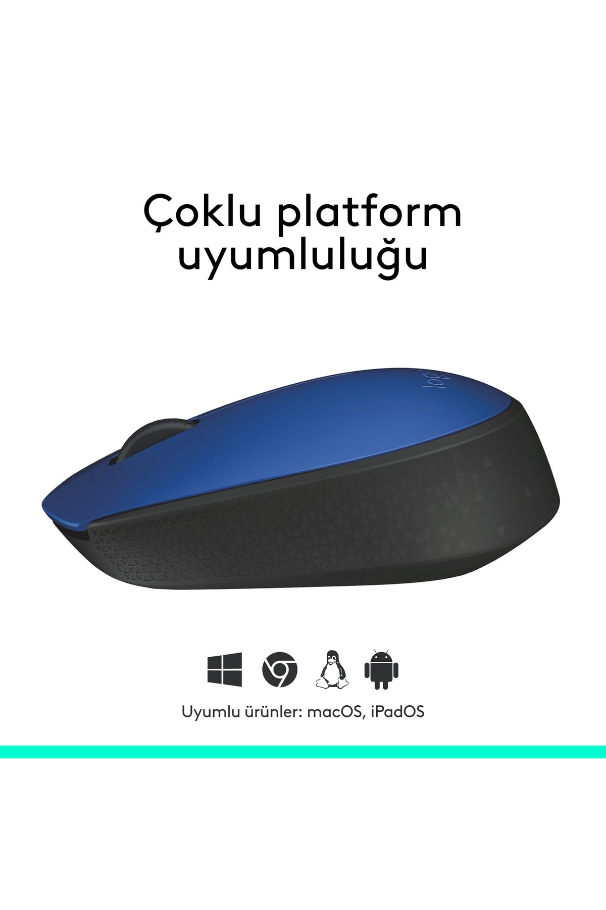 M171 USB Alıcılı Kablosuz Kompakt Mouse, Mavi 910-004640