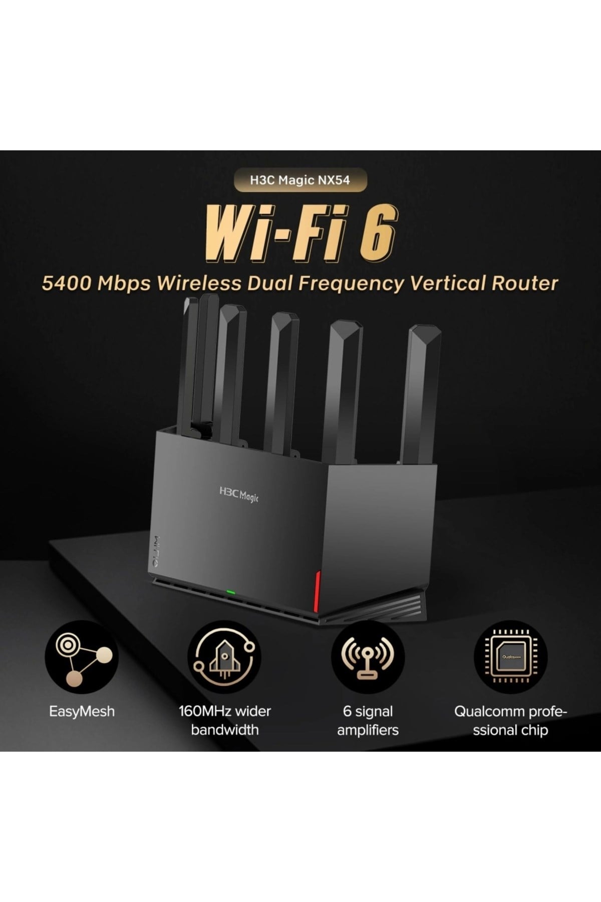 Magic Nx54, Dual Band, Wifi 6, 5400mbps, 4port Gigabit, 6ad Anten, Masaüstü, Router, Access Poin
