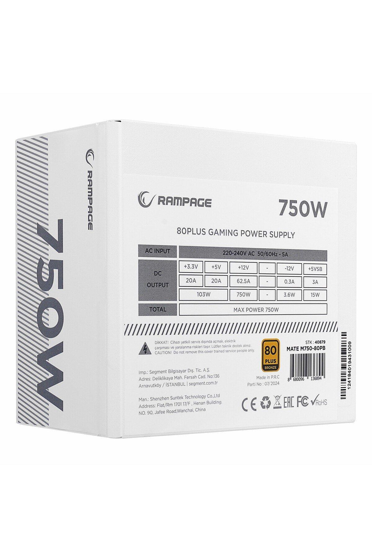 Mate M750-80PB 750W 80+ Bronz Modüler Güç Kaynağı