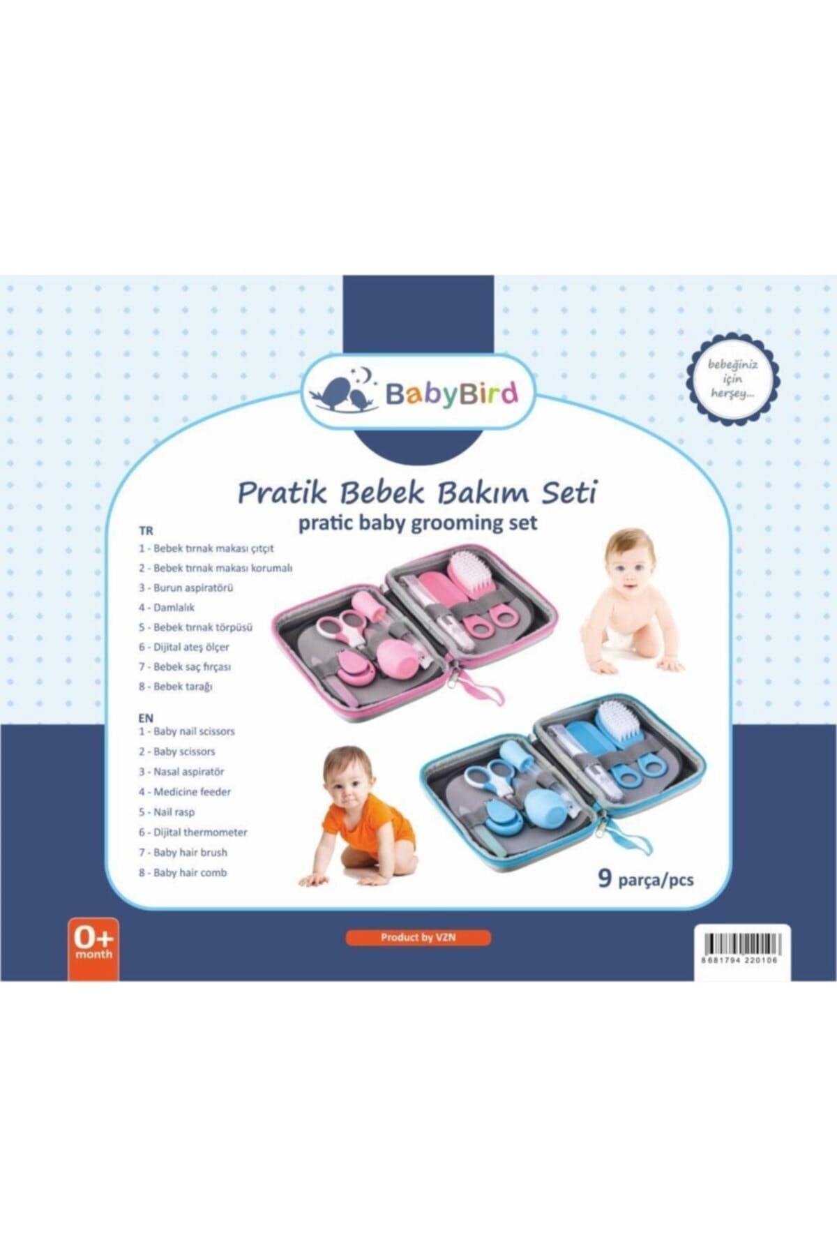 Mavi Bebek Bakım Çantası Pratik Bebek Bakım Seti