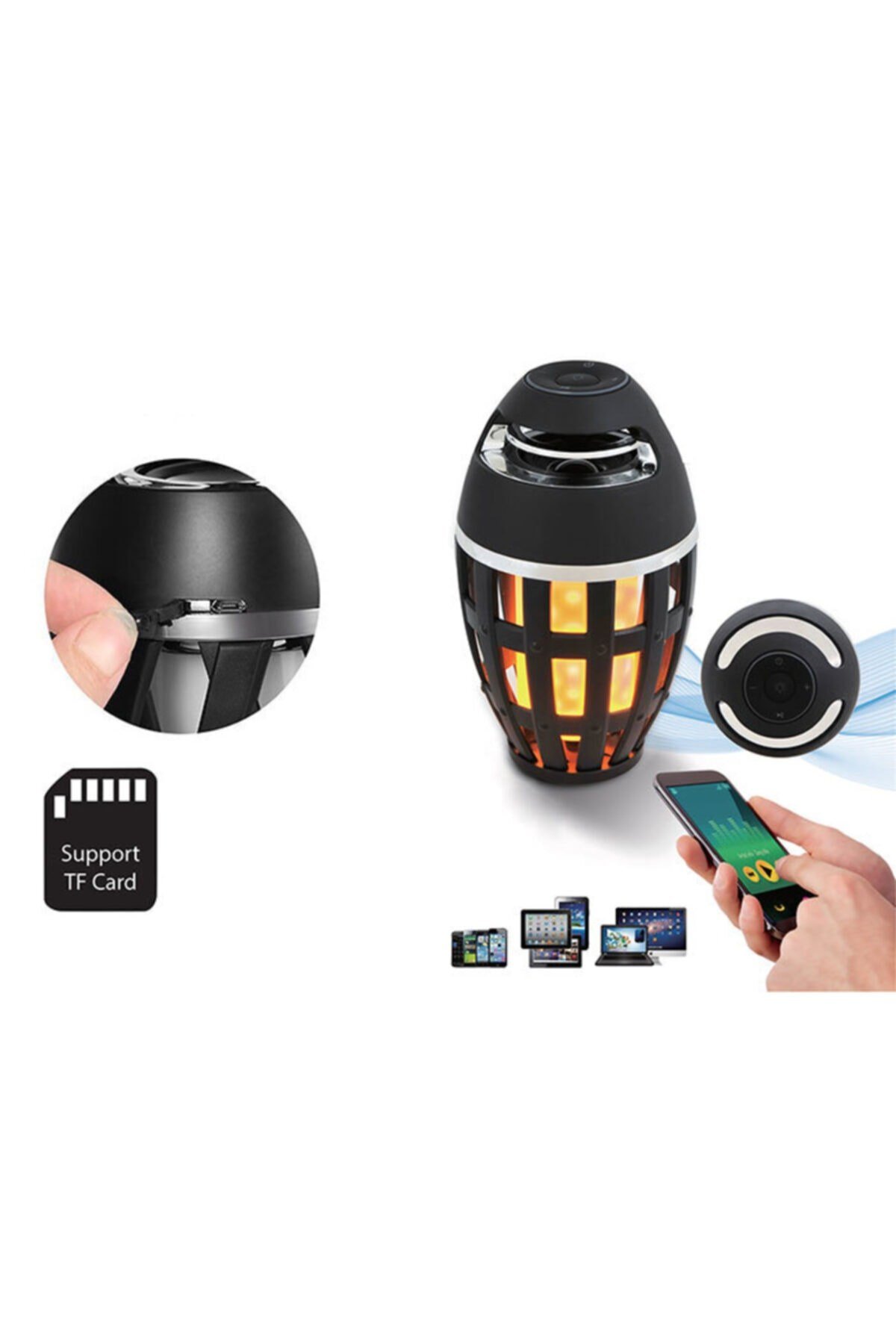 Md-23bt Shadowy Siyah Tf Kart Destekli Bluetooth Alev Işıklı Speaker