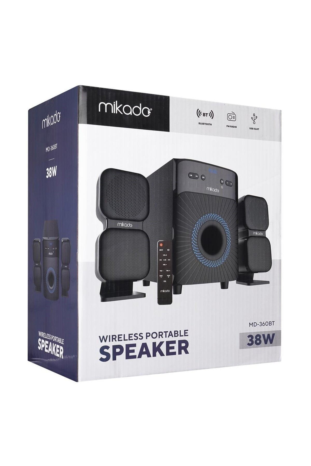 MD-360BT 2+1 38W BT/AUX/USB/FM/LED Ekran Multimedia Speaker Ev Sinema Sistemi
