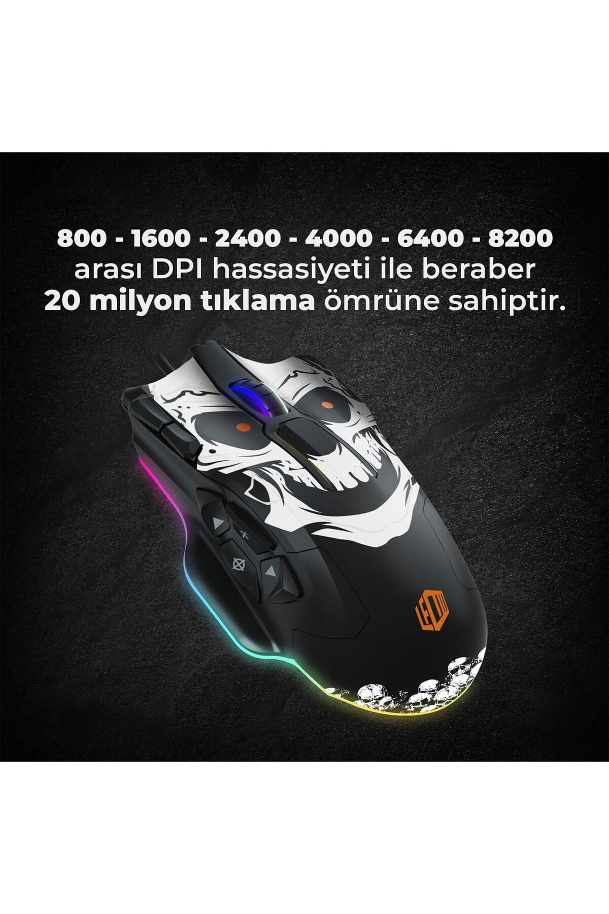 MG1102 Kablolu RGB 8200DPI 10 Makro Tuşlu Gaming Oyuncu Mouse & Mousepad