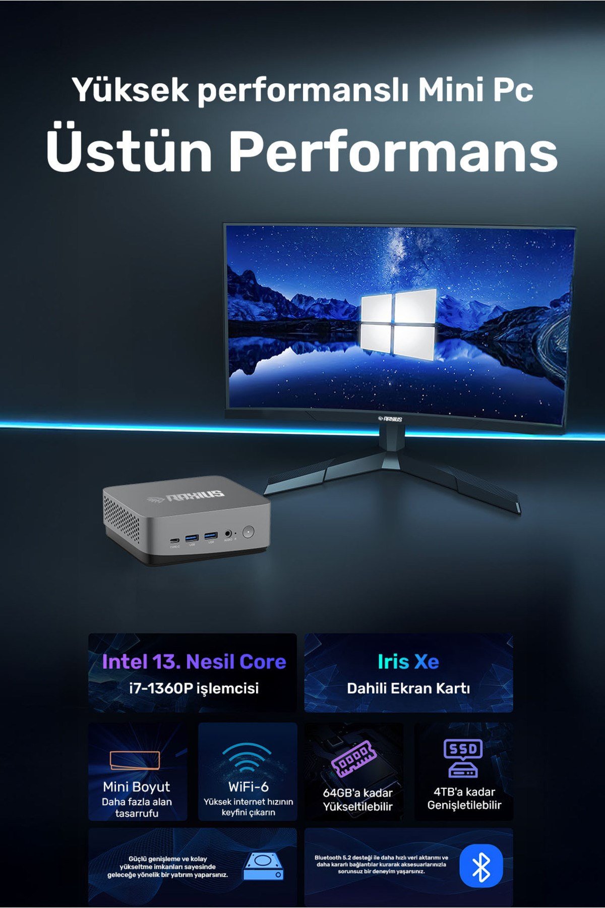 Momentum CD-I136P005 i7-1360P 16GB 2TBSSD FreeDOS Mini PC