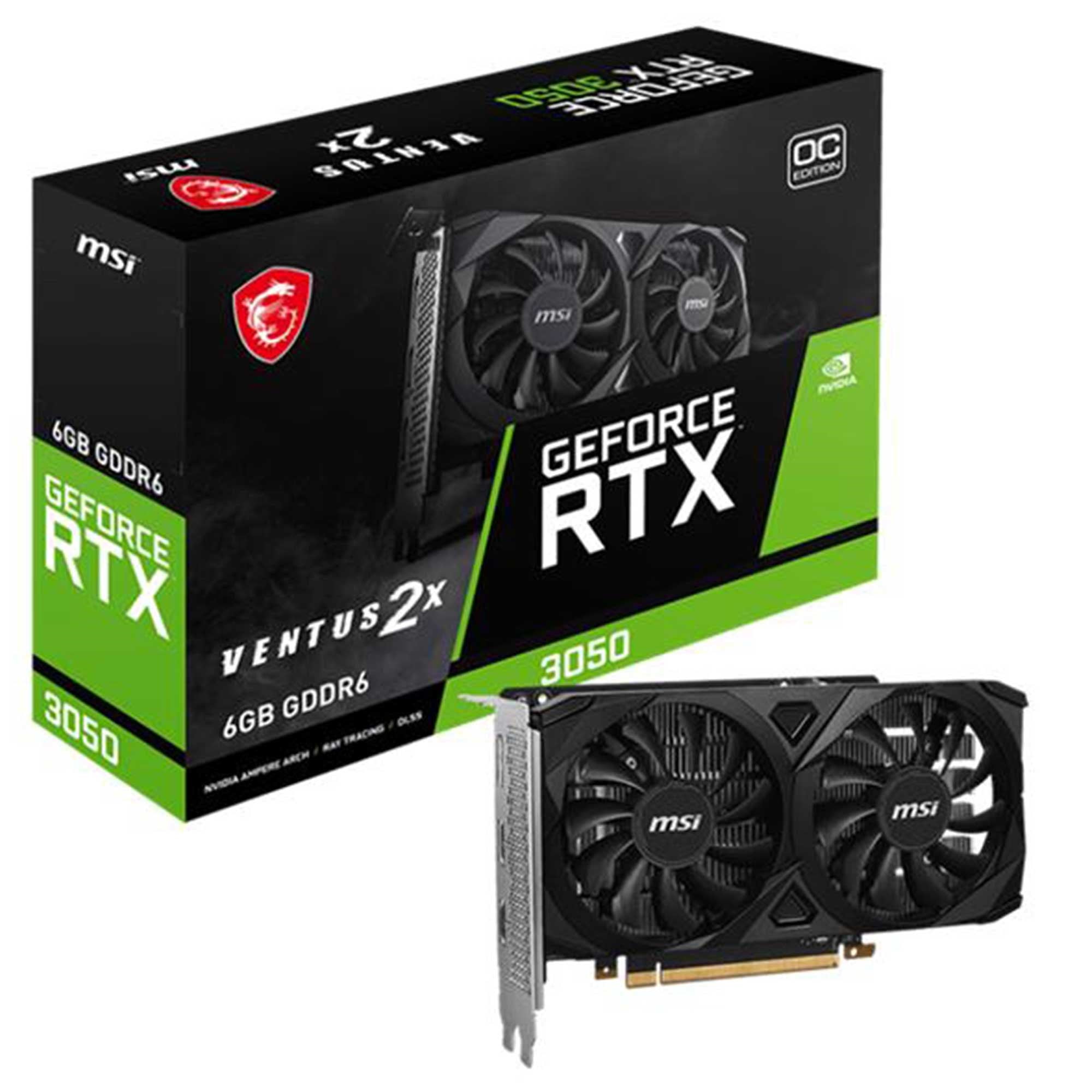 Msi Geforce Rtx3050 Ventus 2x E 6g Oc 6gb Gddr6 96bit 2xhdmi 1xdp Ekran Karti