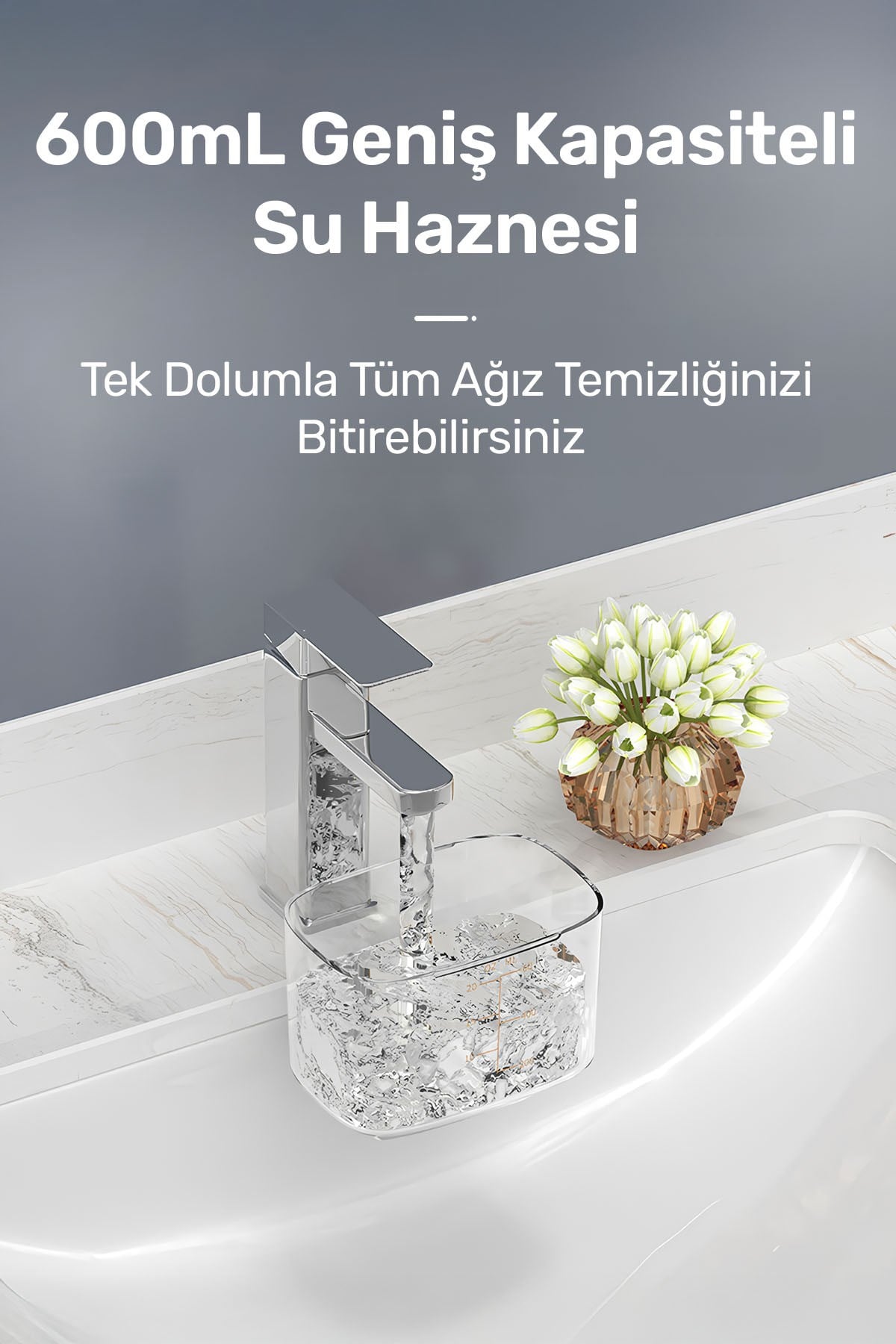Nicefeel FC180 Profesyonel 600ml Diş Teli/Protez Bakım ve Ağız Duşu-Beyaz