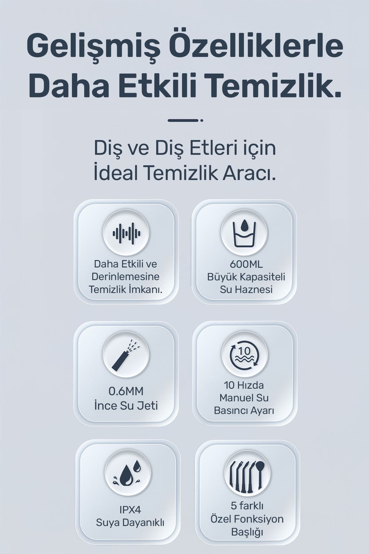 Nicefeel FC180 Profesyonel 600ml Diş Teli/Protez Bakım ve Ağız Duşu-Beyaz