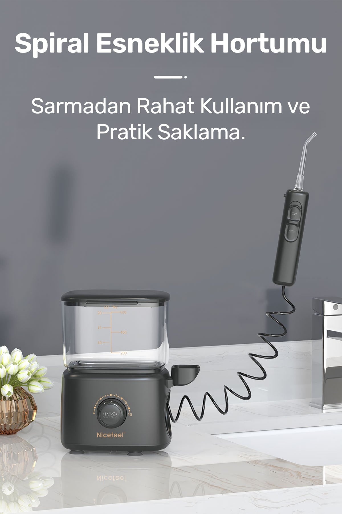 Nicefeel FC180 Profesyonel 600ml Diş Teli/Protez Bakım ve Ağız Duşu-Beyaz