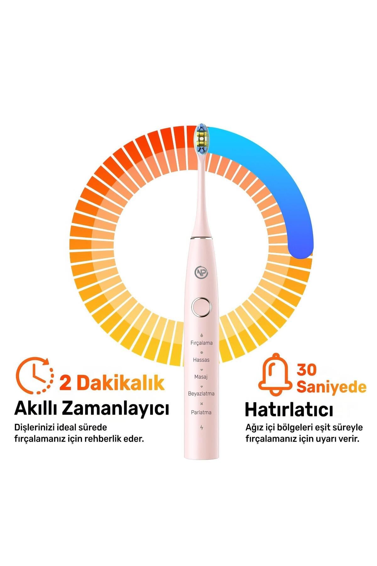Nicefeel X610-Z Dakikada 40000 Titreşim, Şarjlı Sonic Profesyonel Diş Fırçası-Pembe