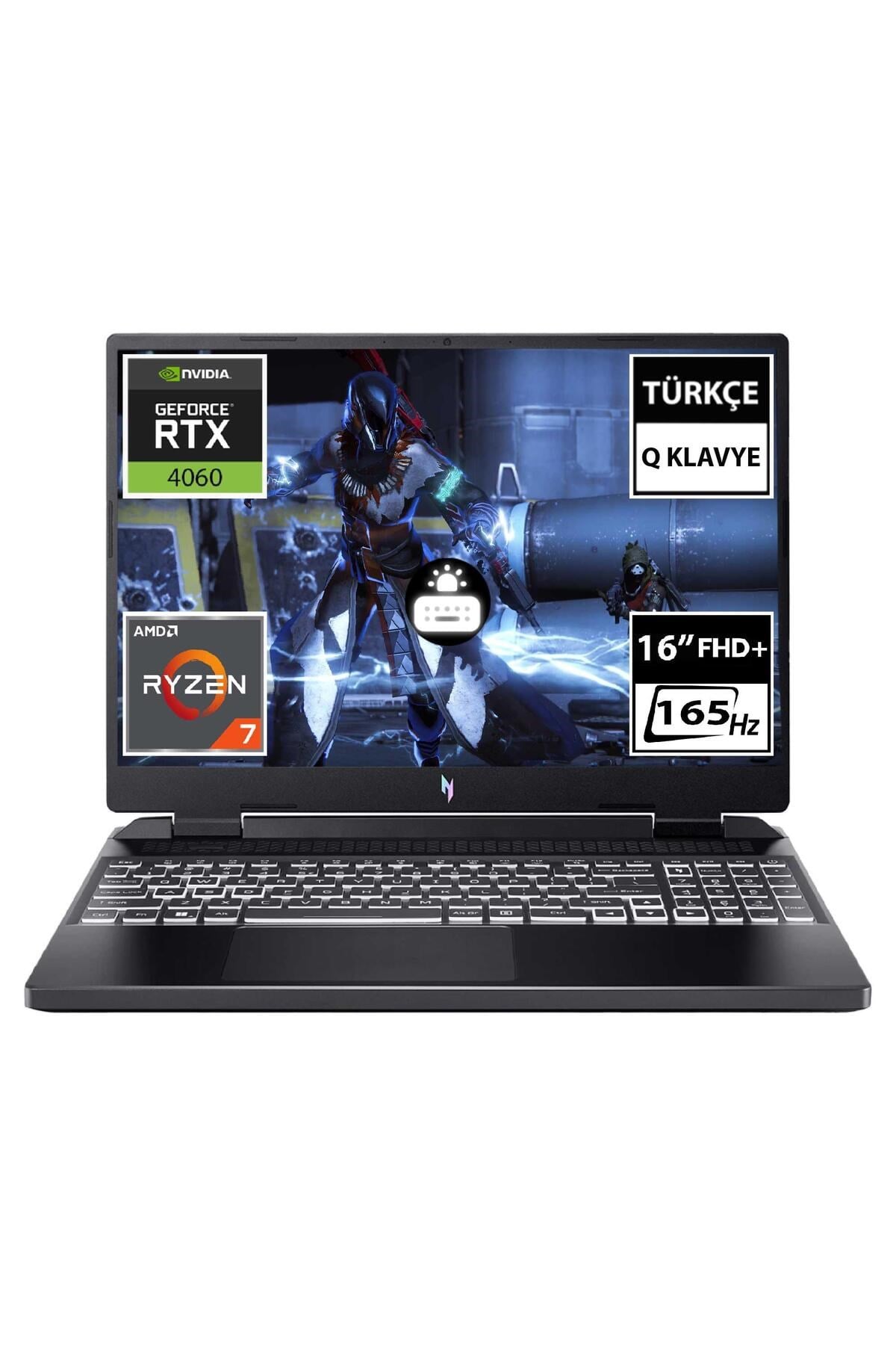Nitro 16 AN16-41-R08S NH.QLLEY.002A16 Ryzen7 7840HS 64GB 2TBSSD+2TBSSD RTX4060 16