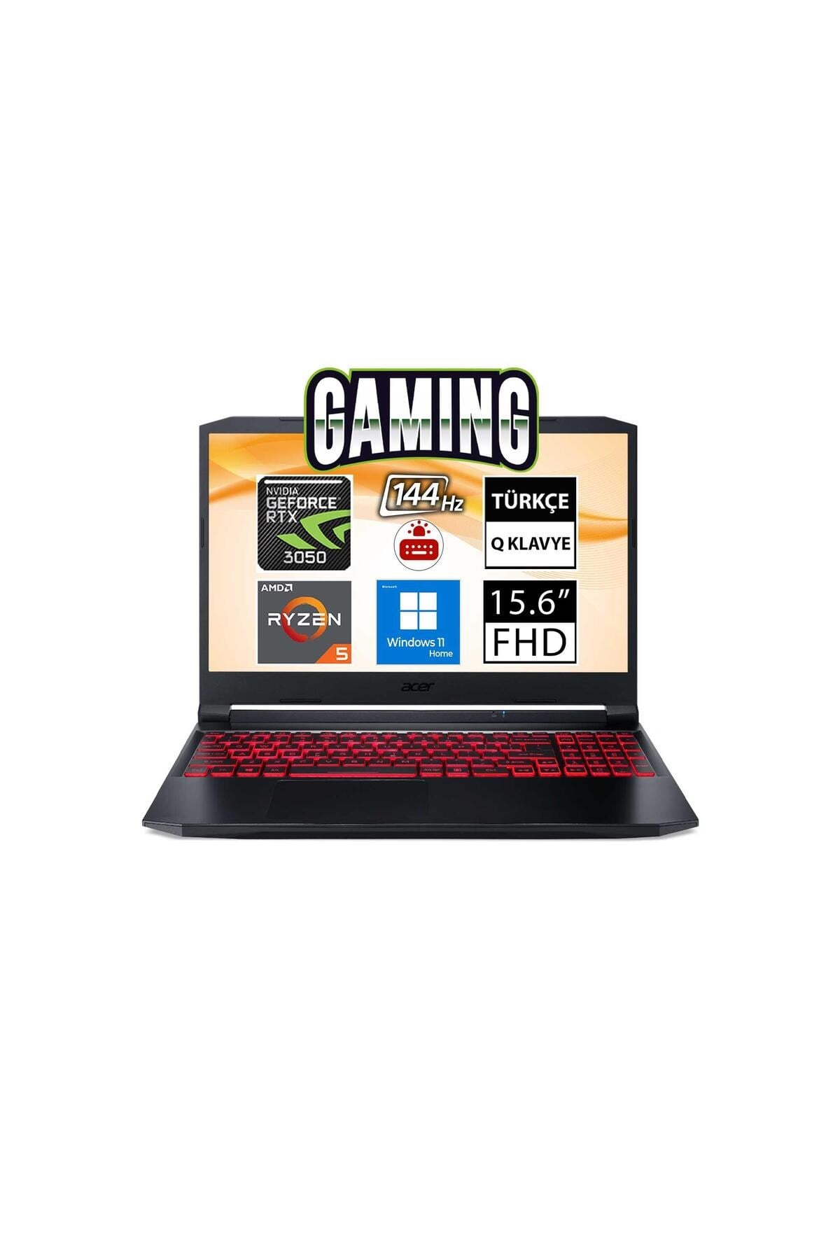 Nitro 5 AN515-45-R0QD NH.QBAEY.006A6 Ryzen5 5600H 32GB 1TB+512SSD RTX3050 15.6