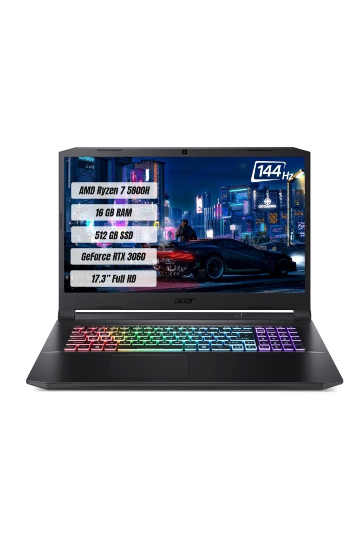 Nitro 5 An517-41 Amd R7 5800h 16gb 512gb Ssd Rtx3060 144hz 17,3 Fhd Dos Nh.qarey.002