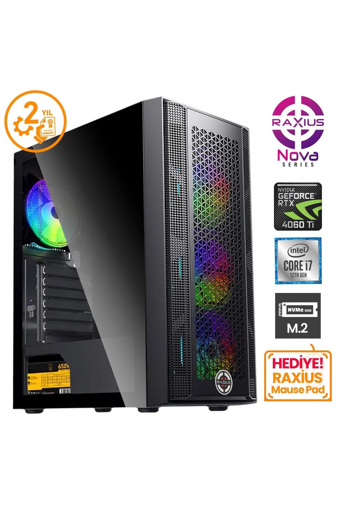 Nova G1 i7 406T-27F11F i7-12700F 64GB 2TBSSD+2TBSSD RTX4060Ti FreeDOS Gaming Masaüstü Bilgisa