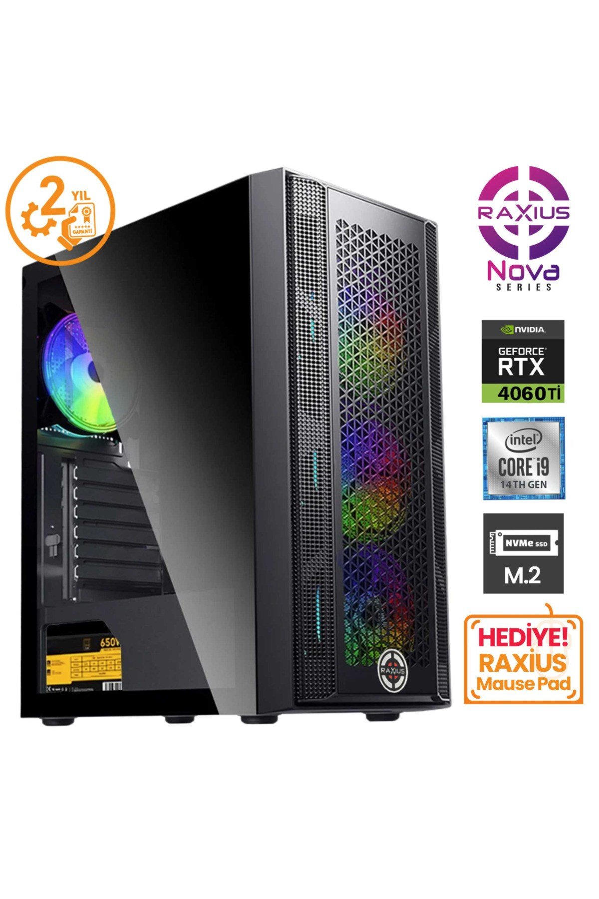 Nova G1 i9 4070-149KF i9-14900KF 32GB 2TBSSD RTX4060Ti 8 GB W11P Gaming Masaüstü Bilgisayar