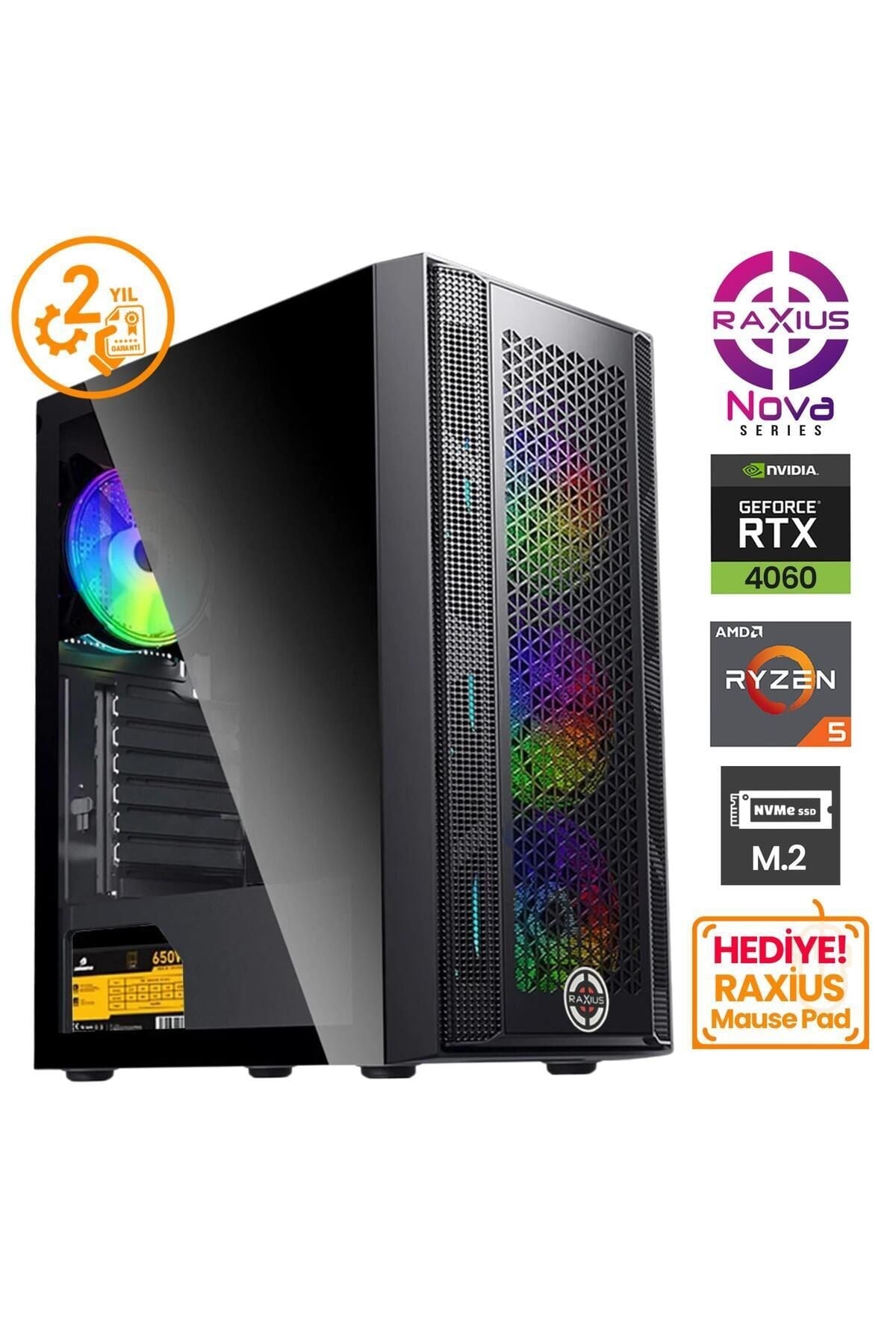 Nova G1 R5 4060-56F15 Ryzen5 5600 64GB 1TBSSD RTX4060 W11P Gaming Masaüstü Bilgisayar