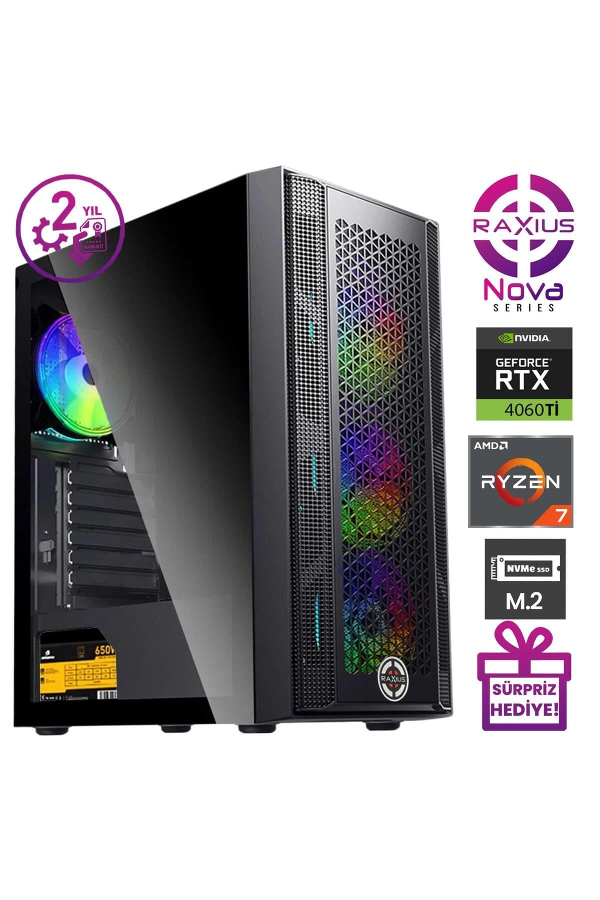 Nova G1 R7 4060Ti-77A009 Ryzen7 7700 16GB 512SSD RTX4060Ti 8 GB W11P Gaming Masaüstü Bilgisay