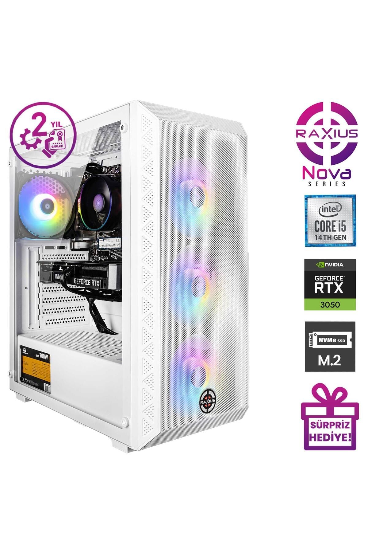 Nova G2 i5 3050-144F009 i5-14400F 16GB 512SSD RTX3050 8 GB W11P Gaming Masaüstü Bilgisayar