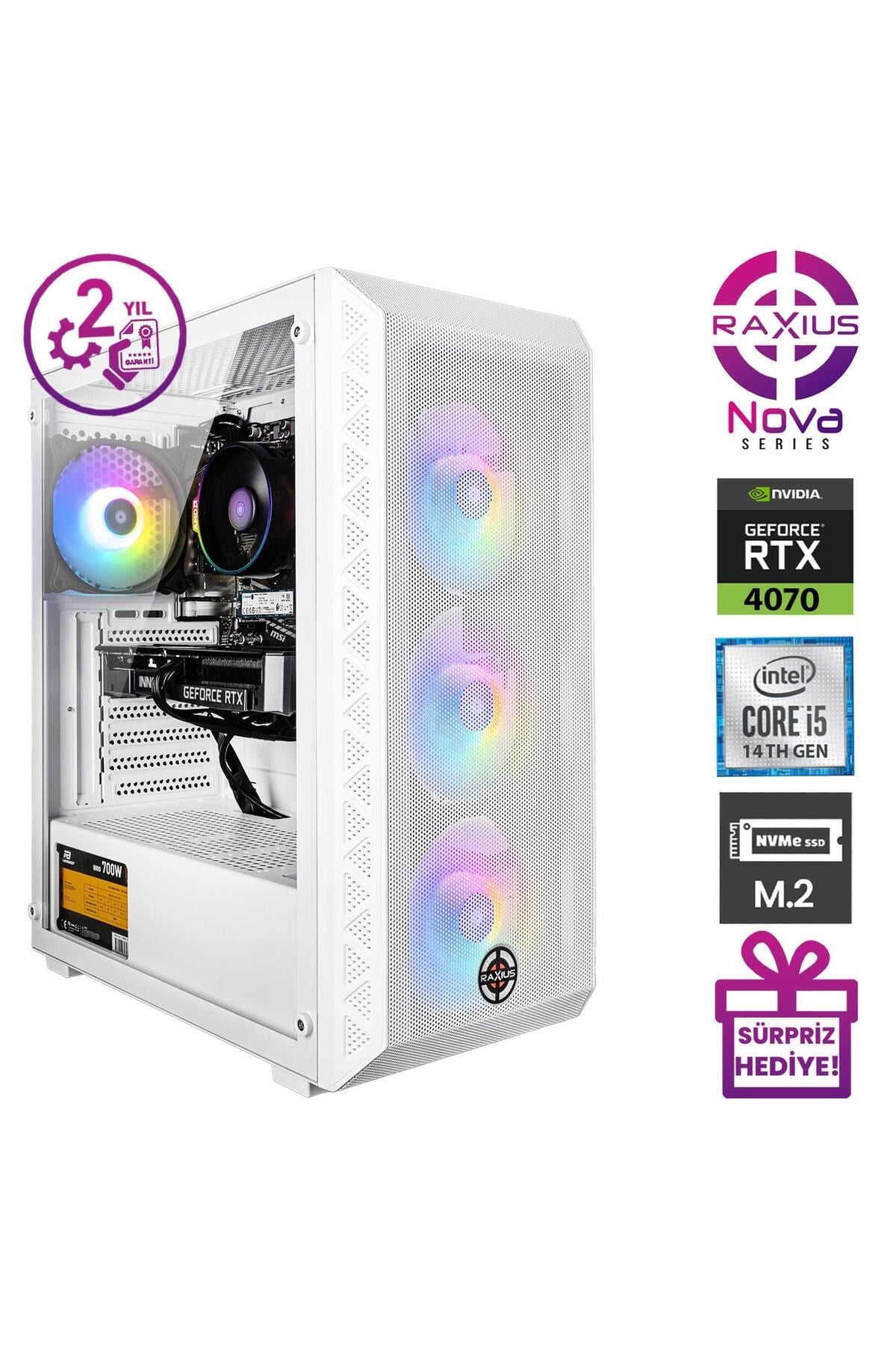Nova G2 i5 4070-14FF012 i5-14400F 32GB 512SSD RTX4070 W11P Gaming Masaüstü Bilgisayar