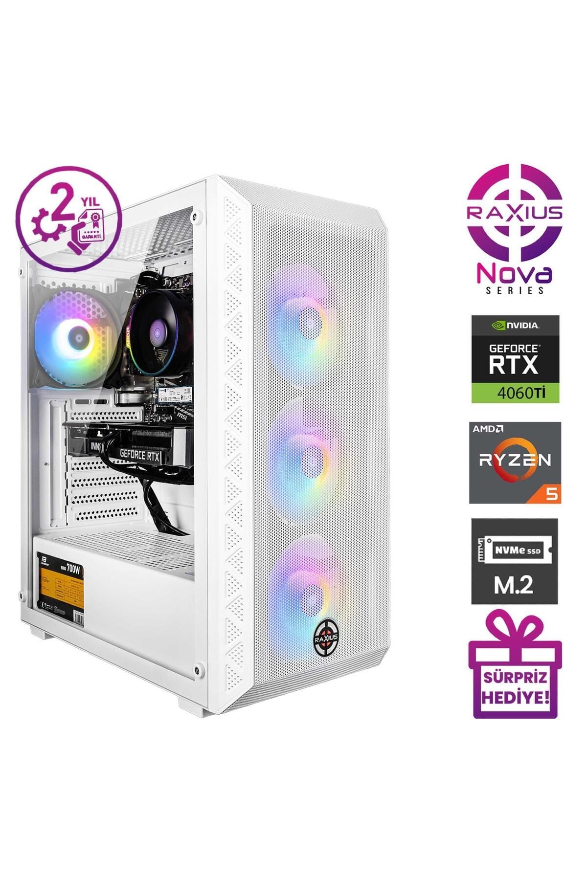 Nova G2 R5 4060Ti-75F014 Ryzen5 7500F 32GB 2TBSSD RTX4060Ti 8GB W11P Gaming Masaüstü Bilgisay