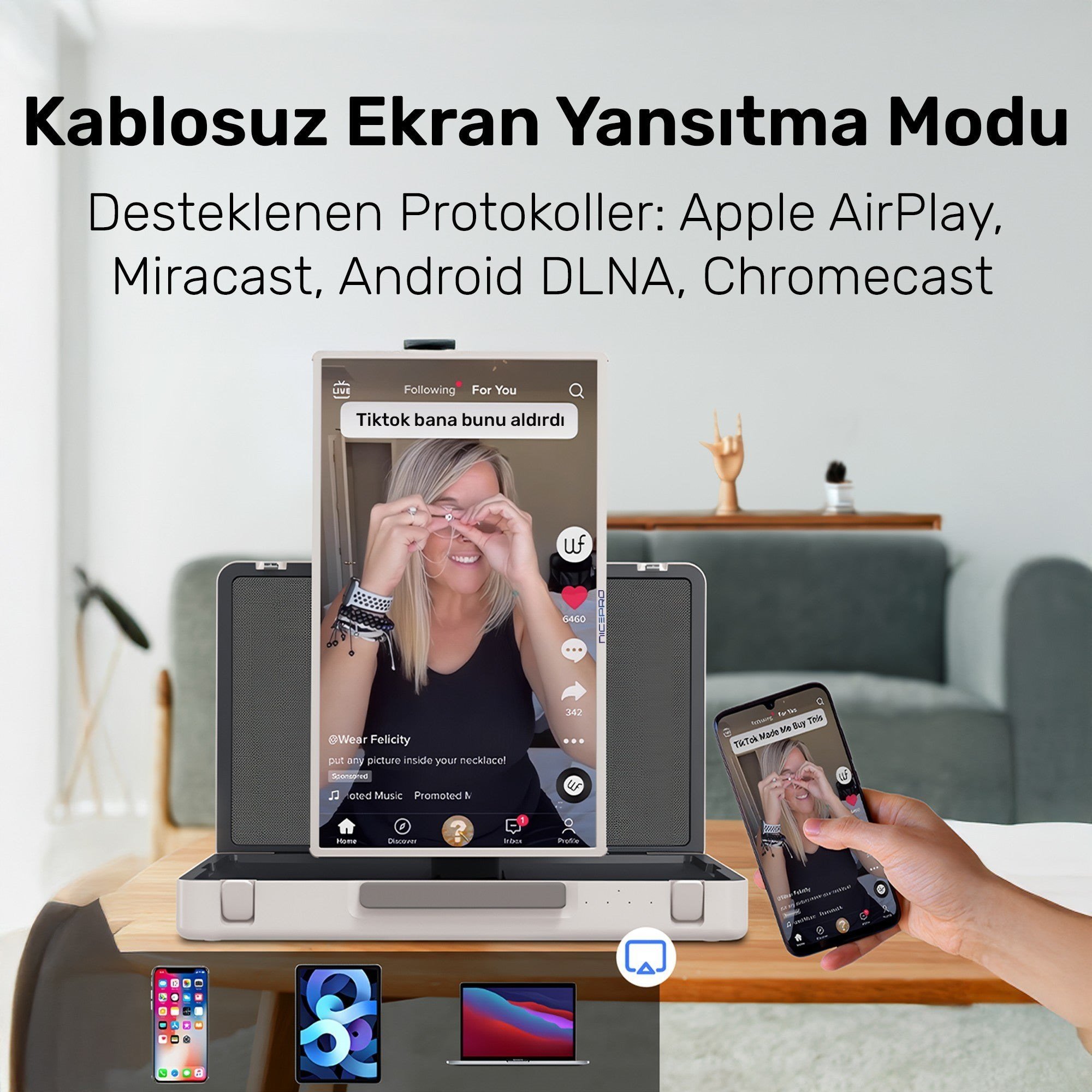 NPO AP2718T 27'' FHD 8/128GB Android Dokunmatik Çantalı Şarjlı Taşınabilir Smart Led Ekran