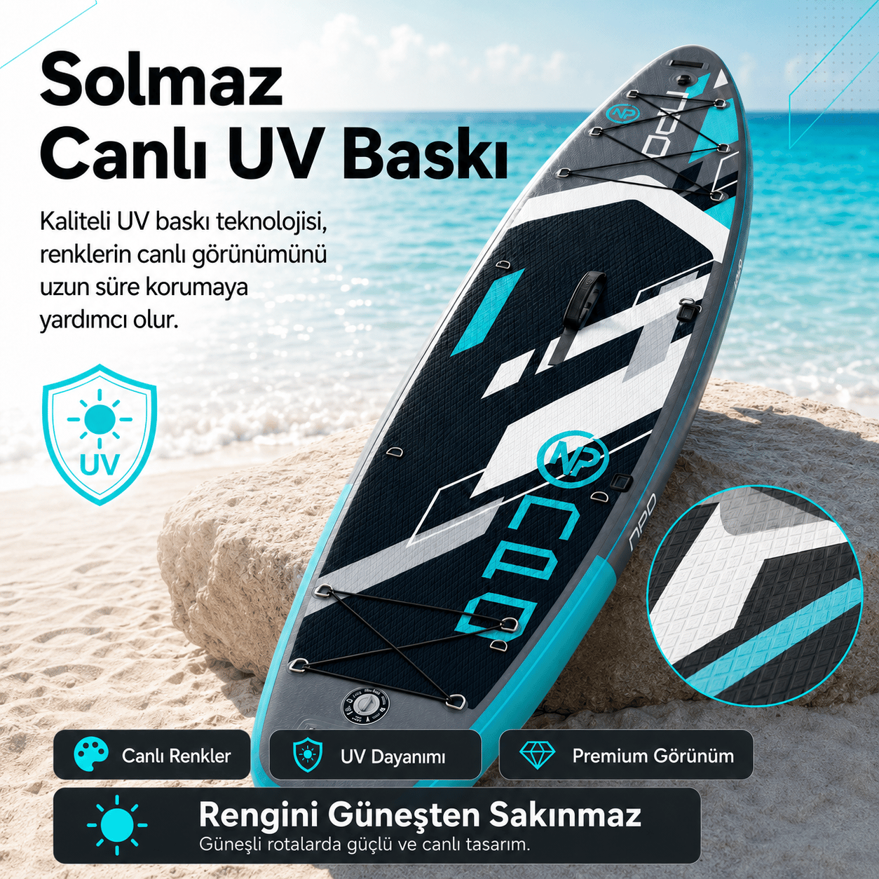 NPO Aqua Gray 350x84x15cm Şişme Military SUP Paddle Board 196kg Kürek Pompa Çanta Koltuklu Full Set