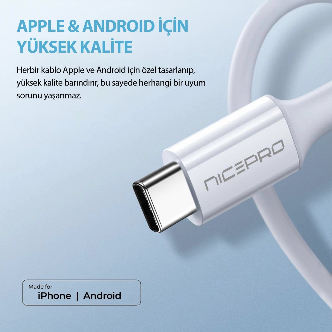NPO CTC12 60W 1.2m TPE Type-C to Type-C Hızlı Şarj ve Data Kablosu 2 Adet