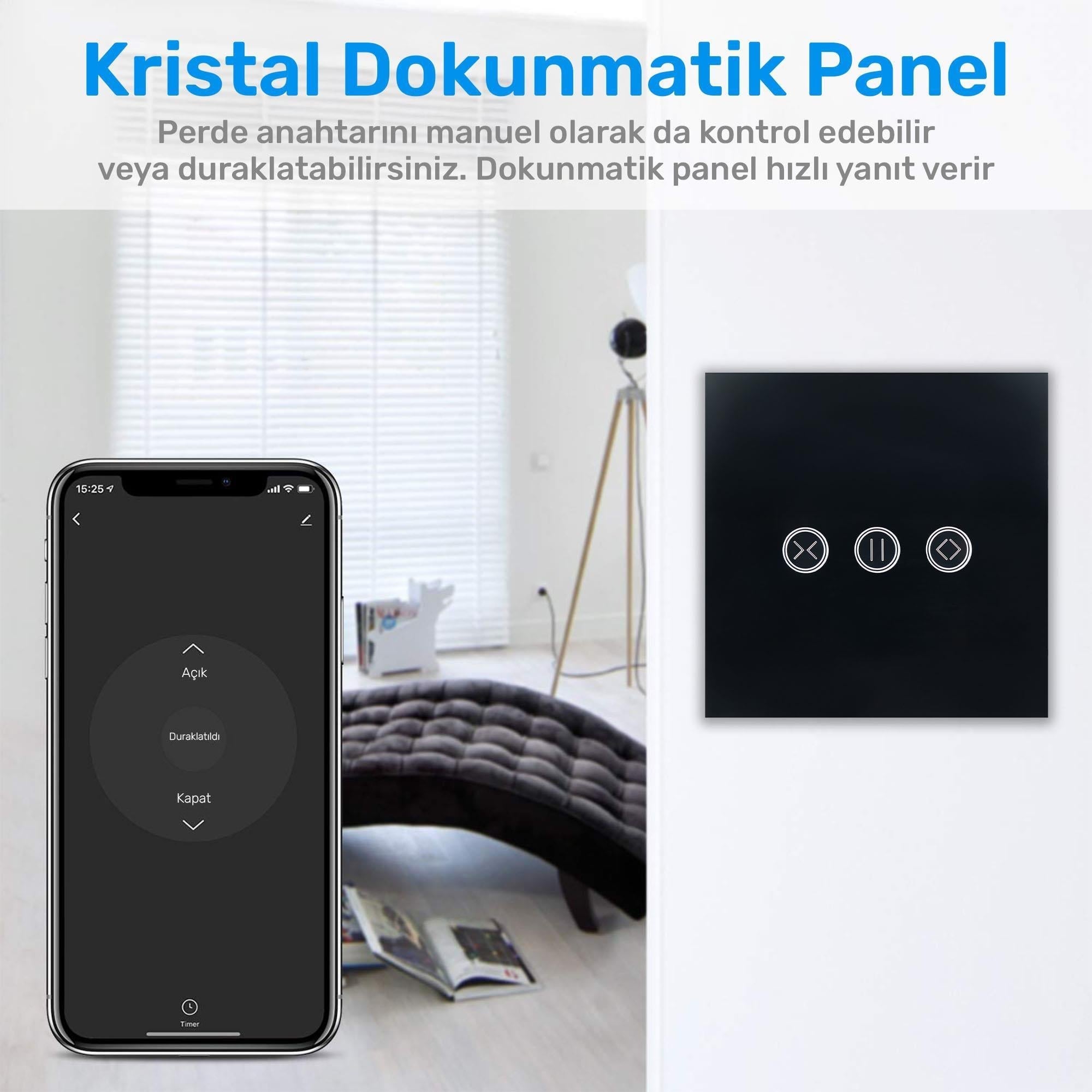 NPO FGTCM009 Dokunmatik Wifi TUYA Destekli Akıllı Elektrik Anahtarı-Siyah