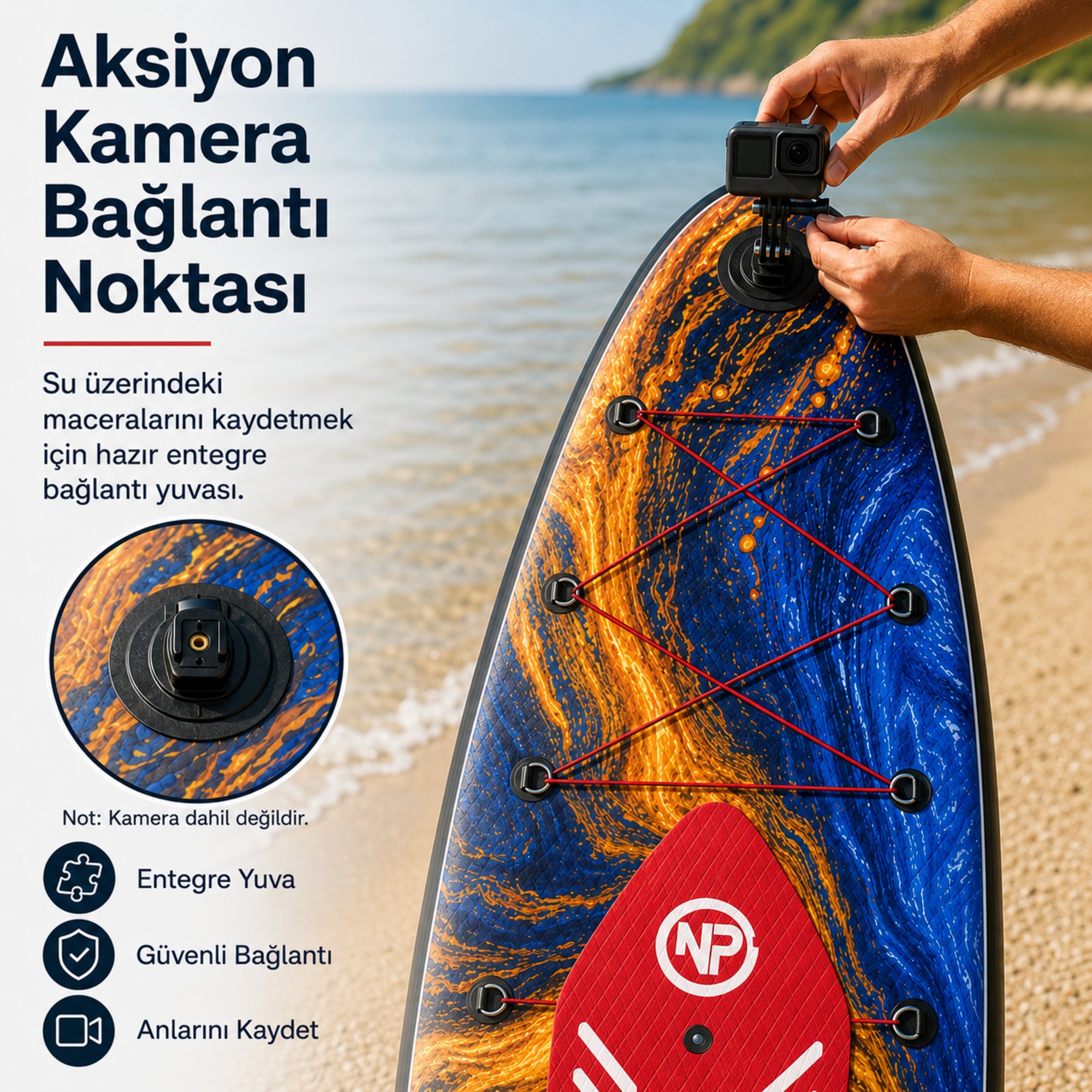 NPO Flow Stone 350x84x15cm Şişme Premium SUP Paddle Board 162kg Kürek Pompa Çanta Koltuklu Full Set