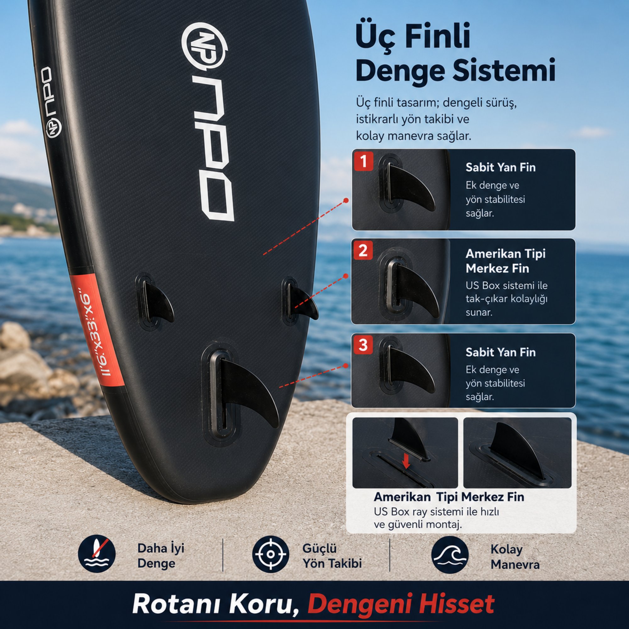 NPO Flow Stone 350x84x15cm Şişme Premium SUP Paddle Board 162kg Kürek Pompa Çanta Koltuklu Full Set