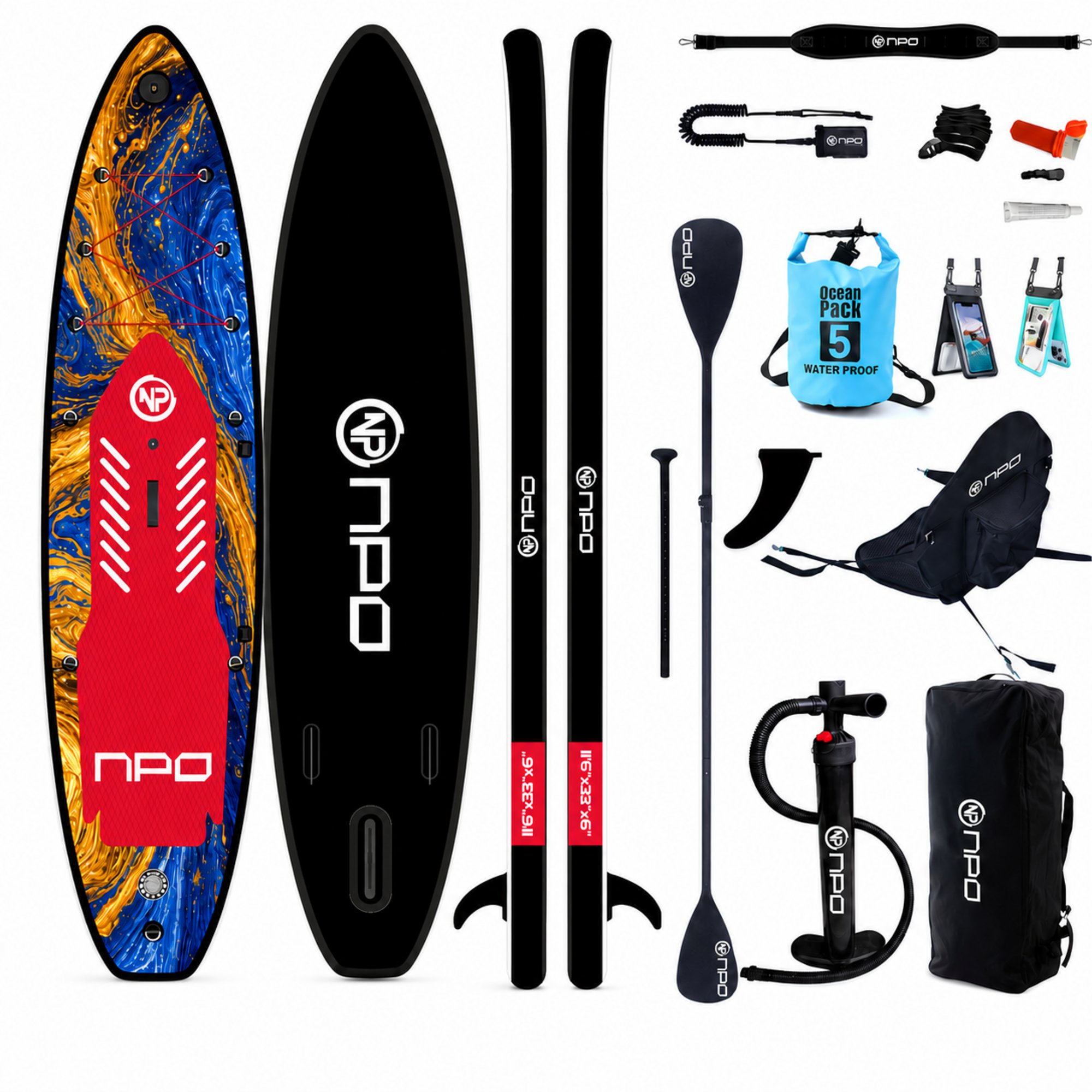 NPO Flow Stone 350x84x15cm Şişme Premium SUP Paddle Board 162kg Kürek Pompa Çanta Koltuklu Full Set