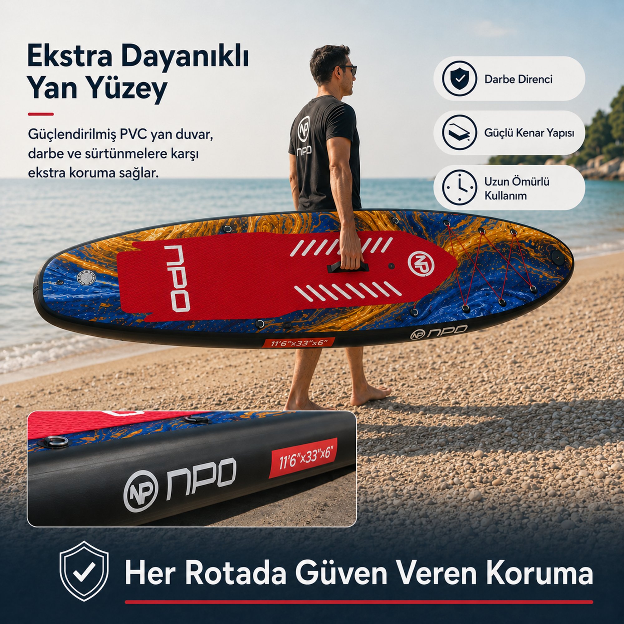 NPO Flow Stone 350x84x15cm Şişme Premium SUP Paddle Board 162kg Kürek Pompa Çanta Koltuklu Full Set