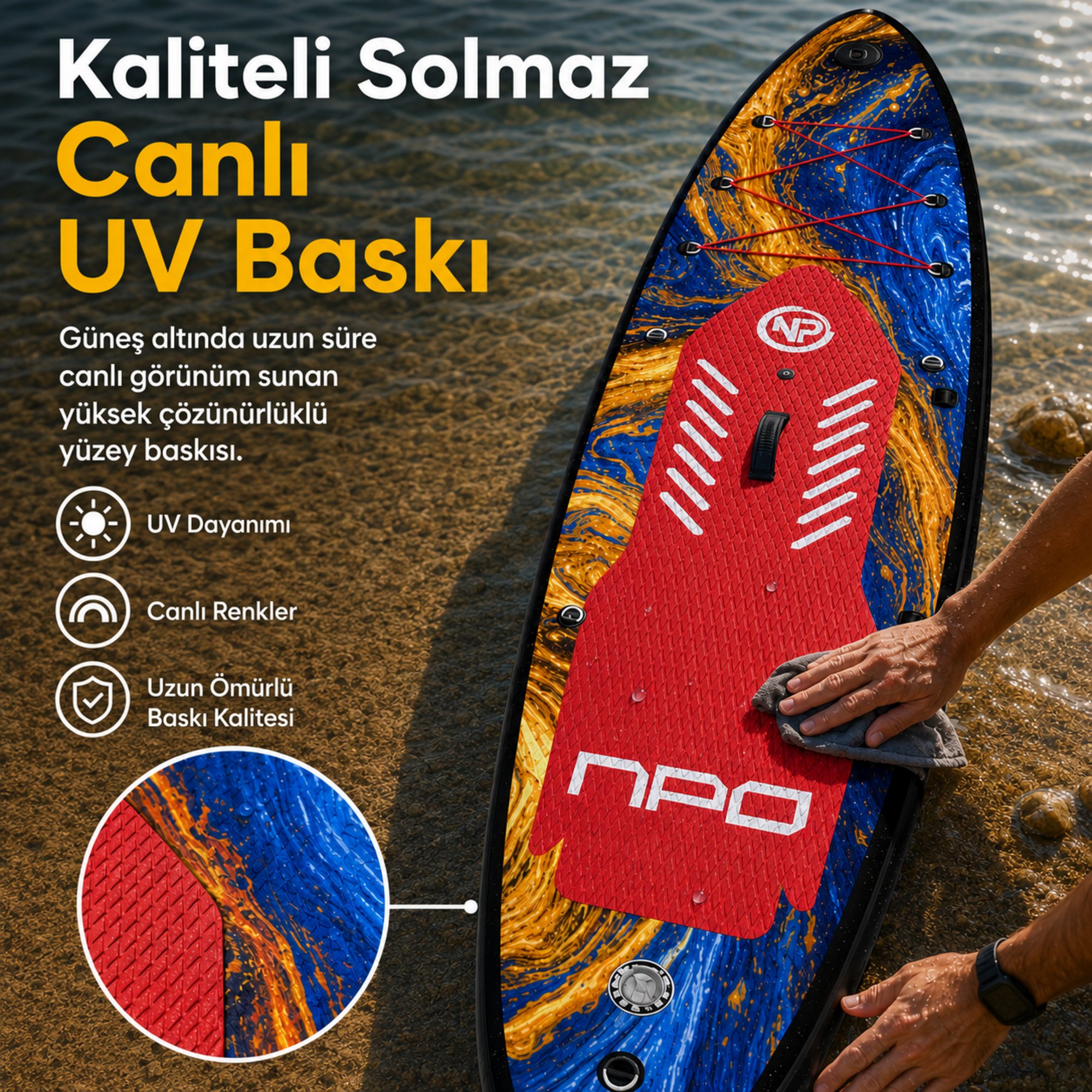 NPO Flow Stone 350x84x15cm Şişme Premium SUP Paddle Board 162kg Kürek Pompa Çanta Koltuklu Full Set