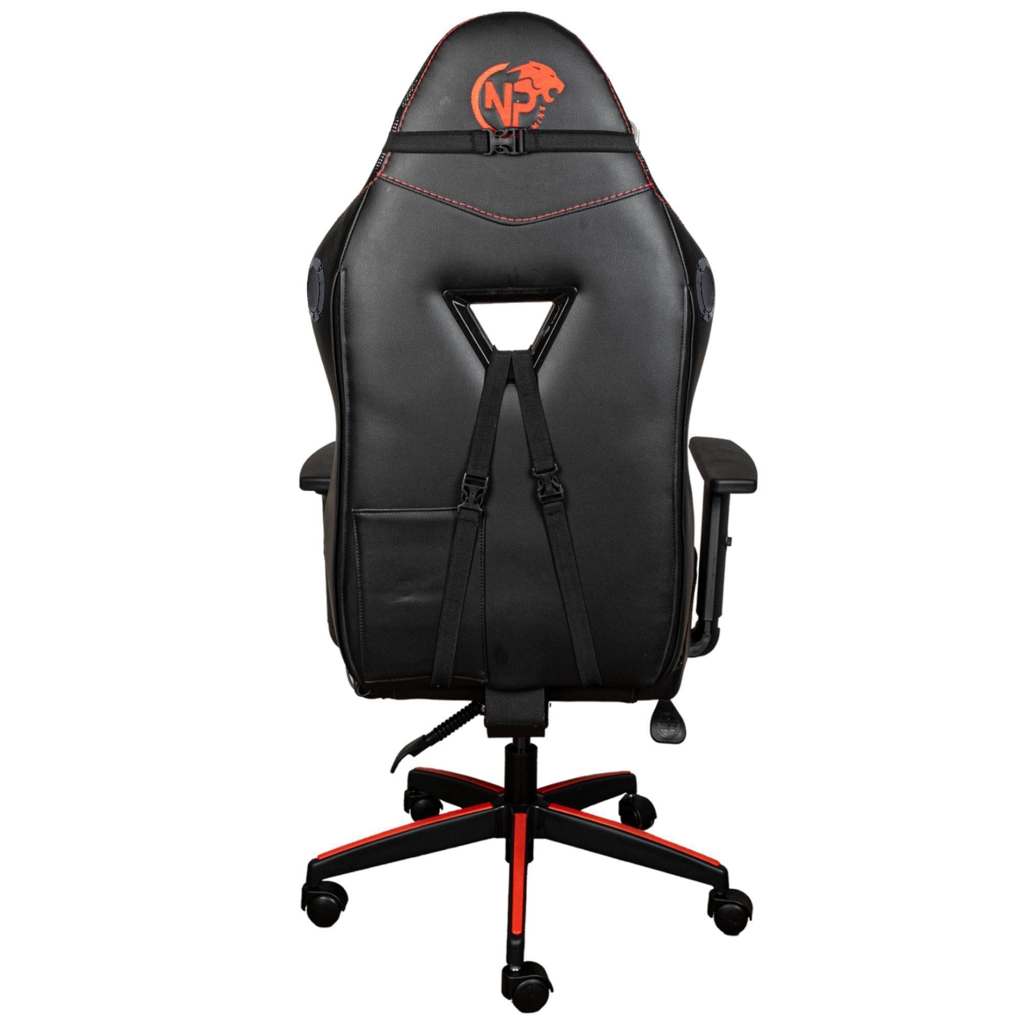 NPO GC5001BR Bluetooth Hoparlörlü, Masajlı, RGB, 4D Kolçaklı, Ayak Destekli Gaming Oyuncu Koltuğu,Kırmızı-Siyah