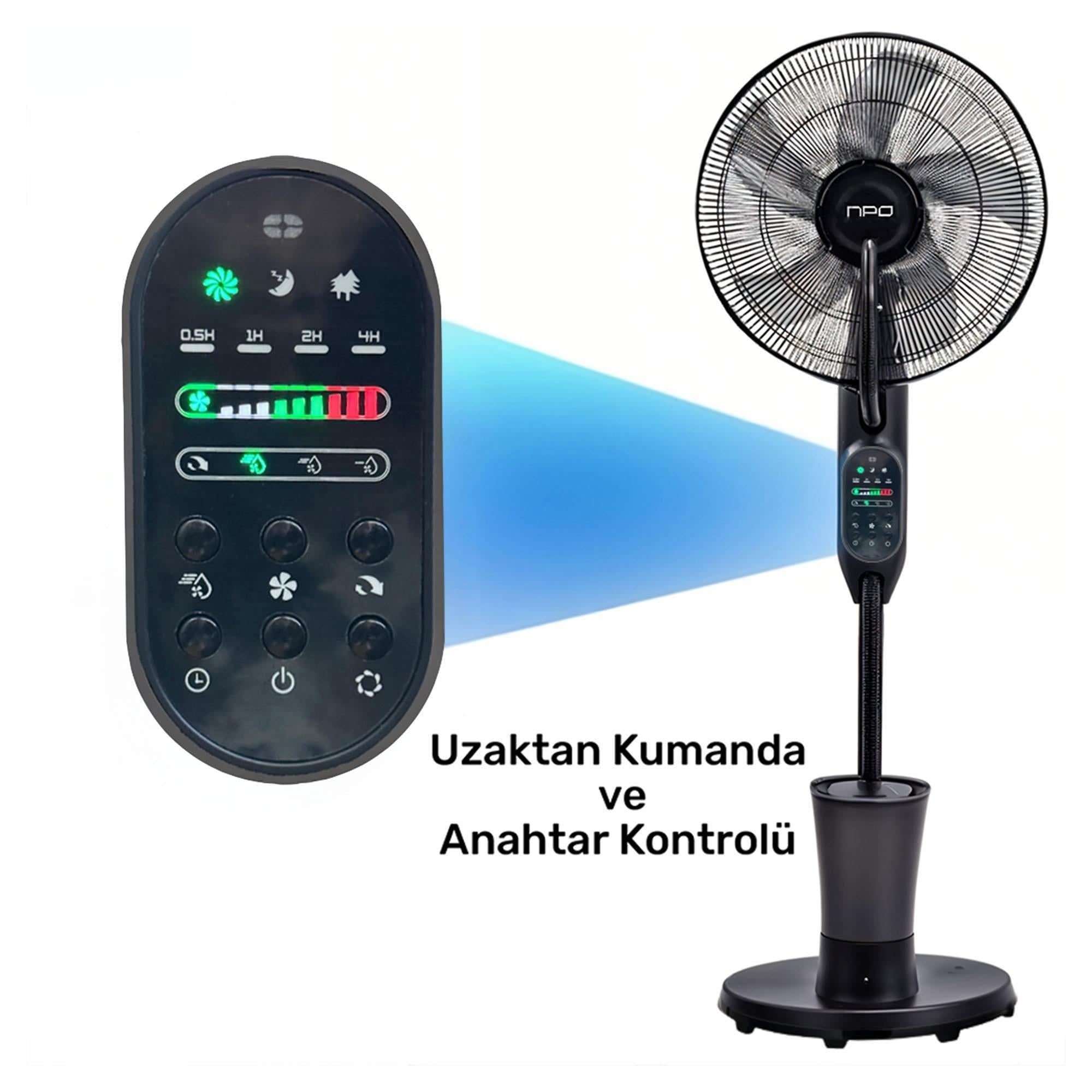 NPO N01 Buz Eklenebilir Ultrasonik Buharlı Zaman Ayarlı 3 Kademli Sessiz 75W Akıllı Vantilatör