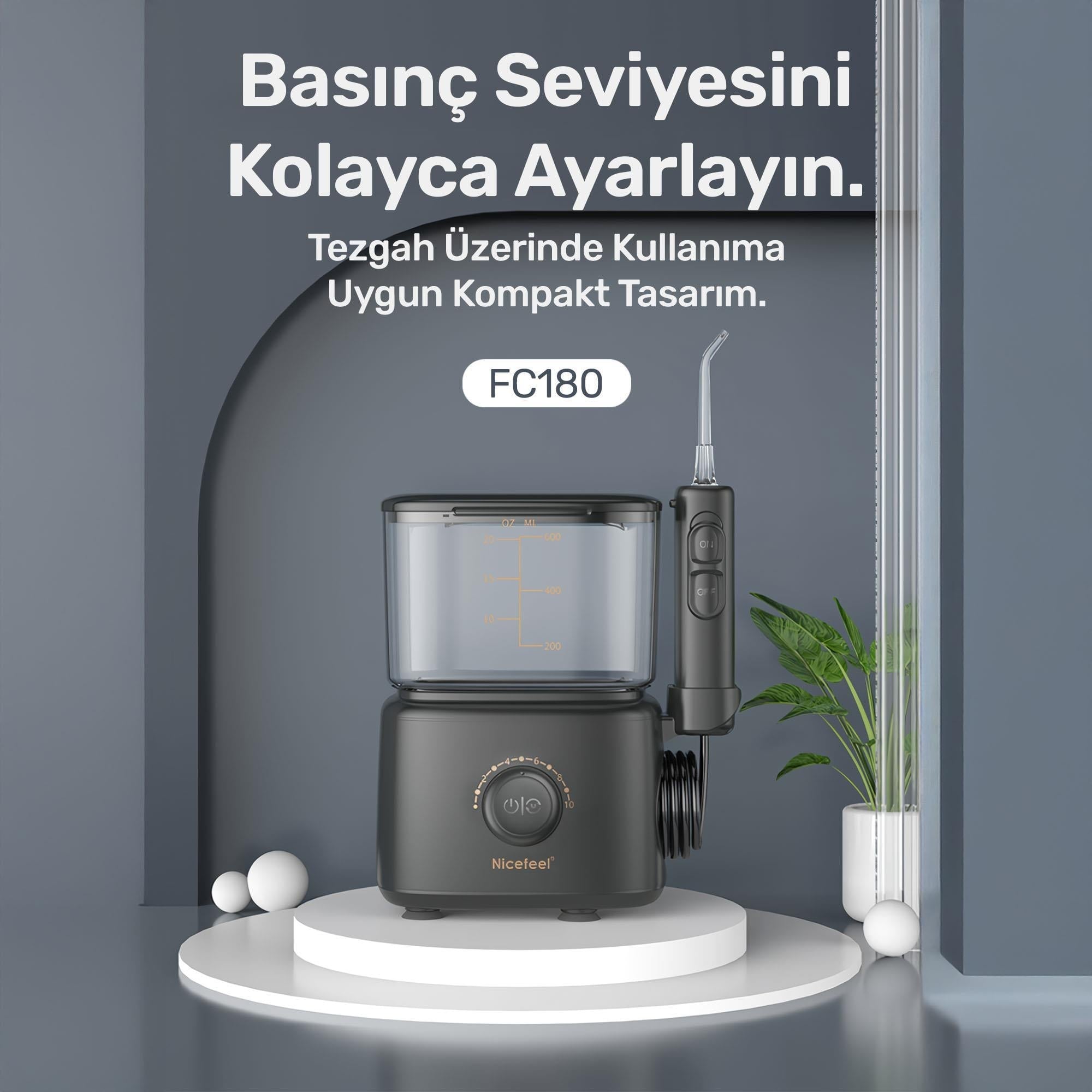 NPO Nicefeel FC180 Profesyonel 600ml Diş Teli/Protez Bakım ve Ağız Duşu - Beyaz