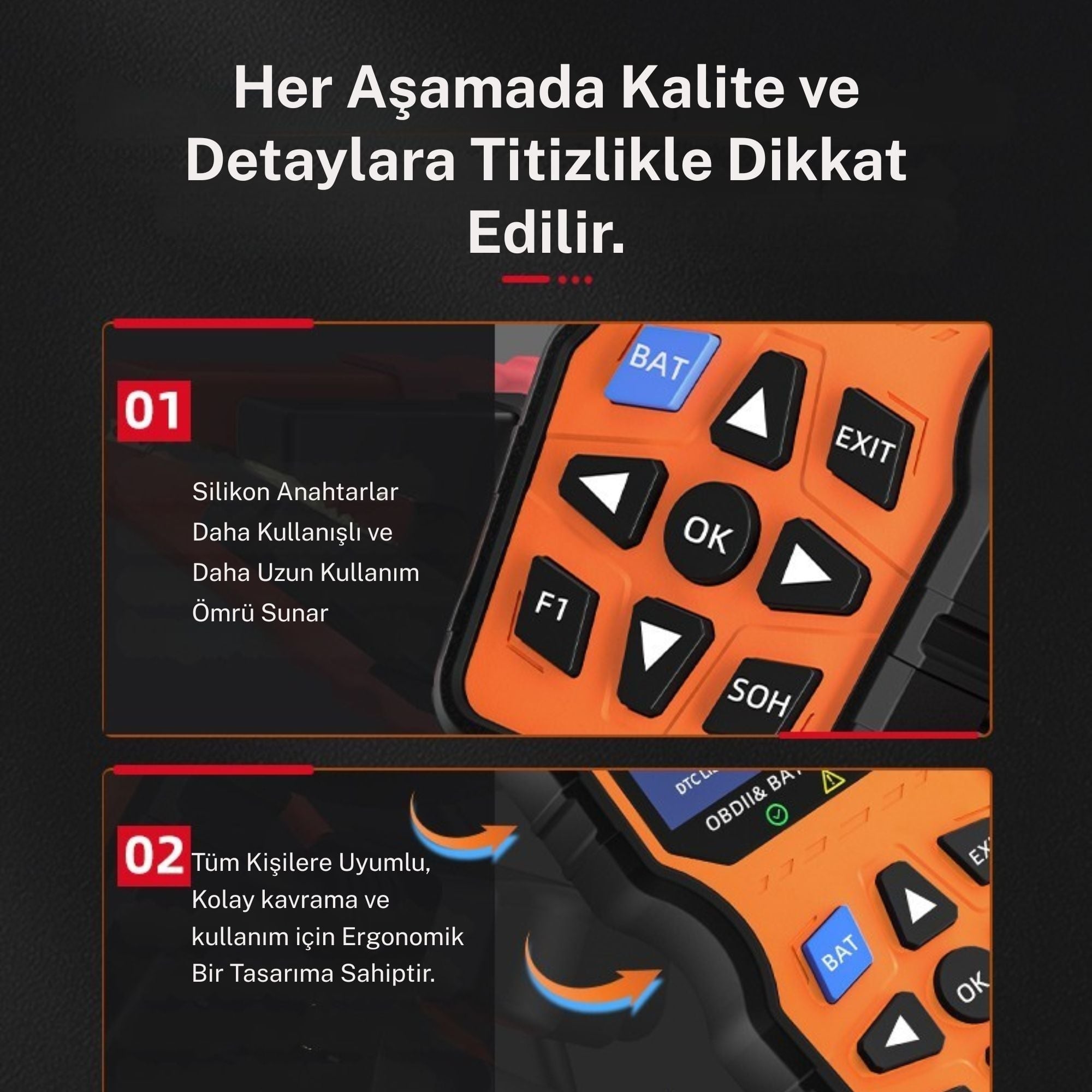 NPO NPC368Pro 2in1 Akü Analizli ve 50.000+ Hata Kodu Hafızalı Türkçe Araç Arıza Tespit Cihazı