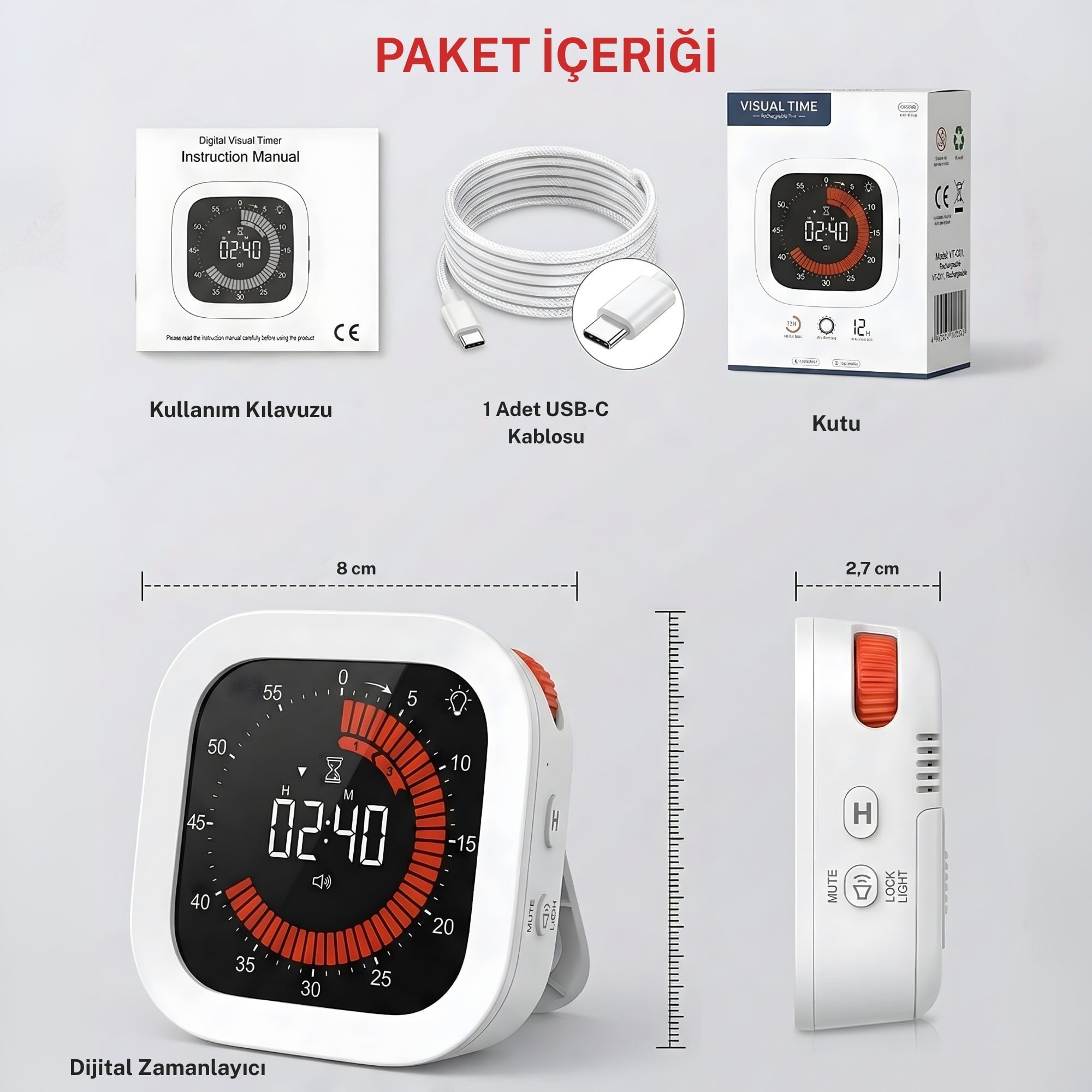 NPO NPT32B Analog Görünümlü Dijital Kronometre Pomodoro Motivasyon Saati