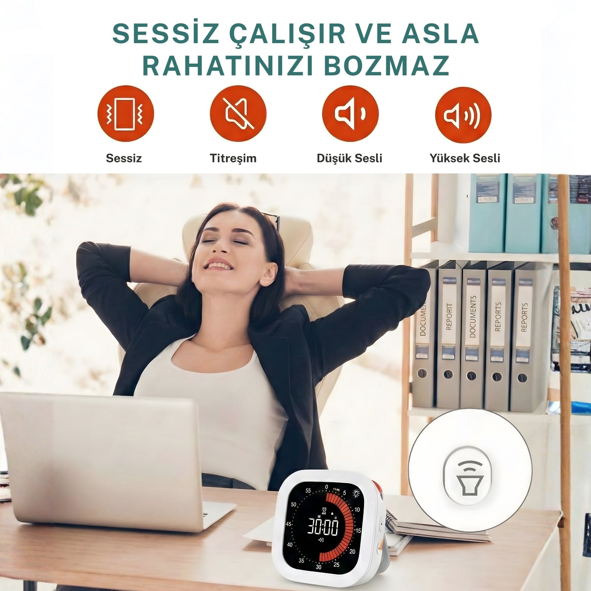 NPO NPT32B Analog Görünümlü Dijital Kronometre Pomodoro Motivasyon Saati