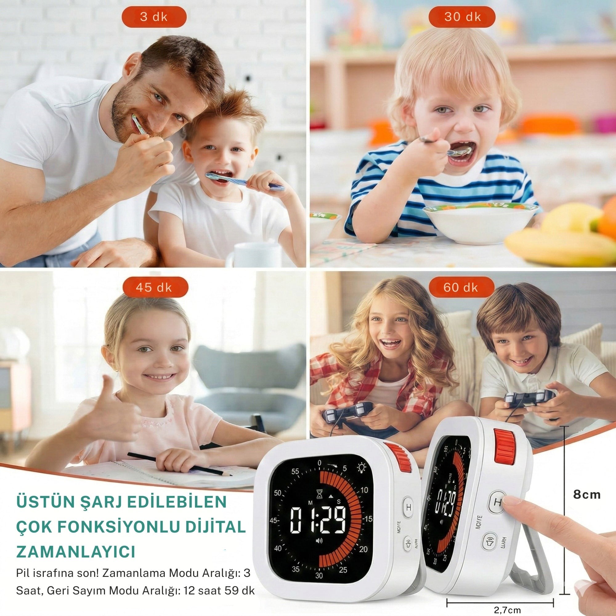 NPO NPT32B Analog Görünümlü Dijital Kronometre Pomodoro Motivasyon Saati
