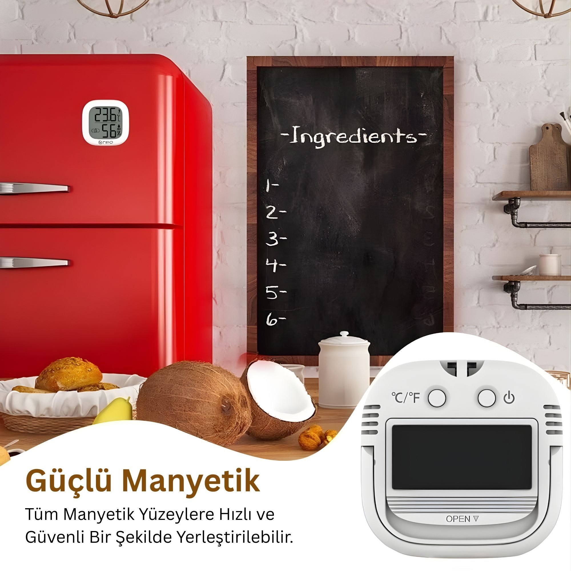 NPO NPT35B Dijital İç Mekan Termometresi ve Nem Ölçer, Renkli Konfor Göstergeli, Beyaz
