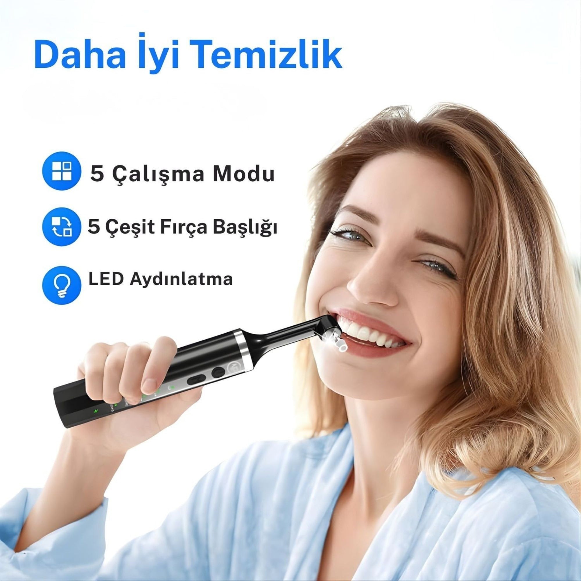 NPO P06 Şarjlı 5 Modlu 5 Uçlu Ledli Tartar Temizleme Diş Beyazlatma ve Profesyonel Parlatma Seti