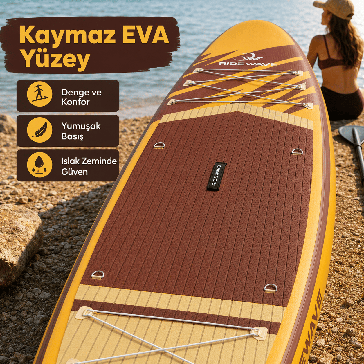 NPO Ridewave 320x81x15cm Şişme SUP Paddle Board 196kg Kürek Pompa Çanta  Set
