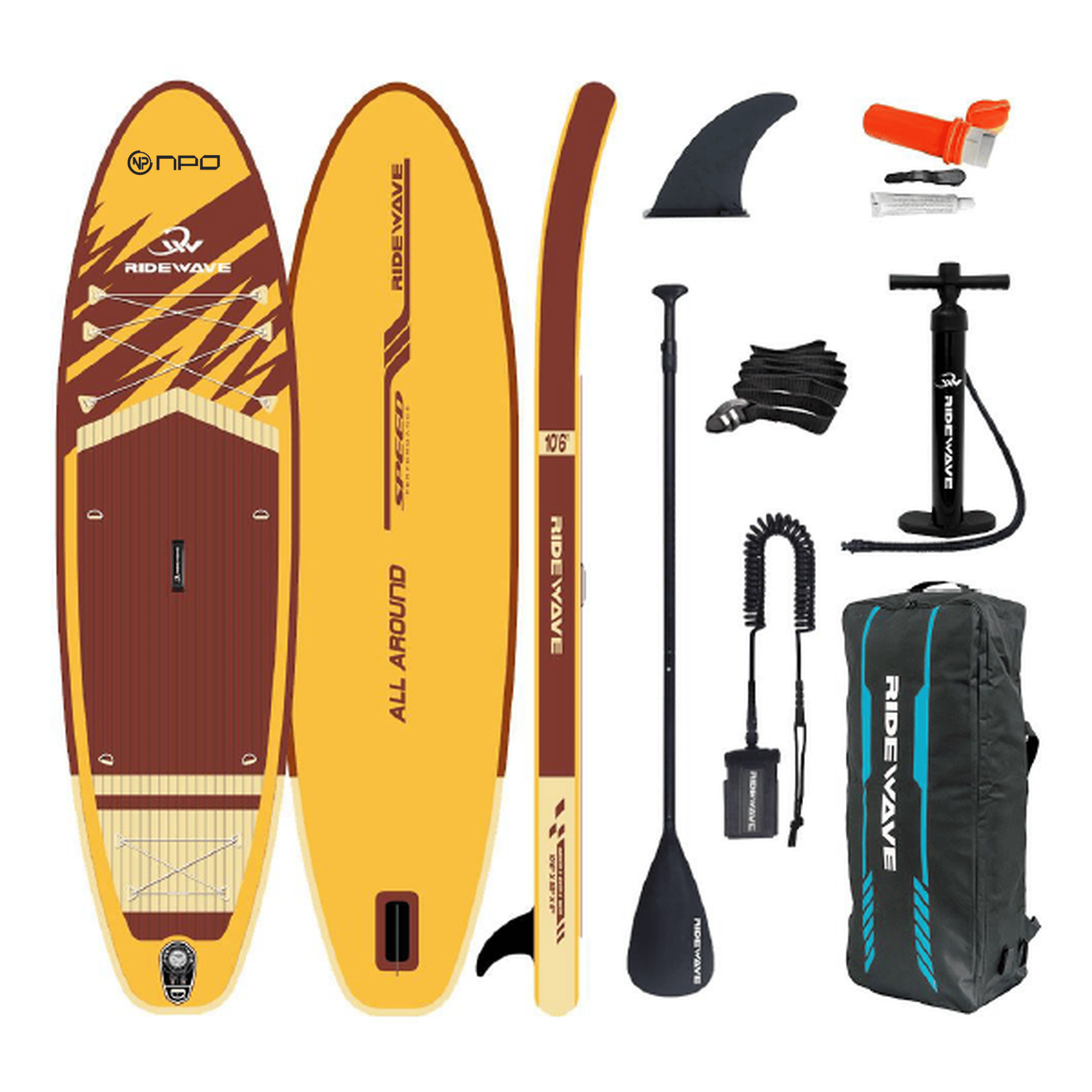 NPO Ridewave 320x81x15cm Şişme SUP Paddle Board 196kg Kürek Pompa Çanta  Set